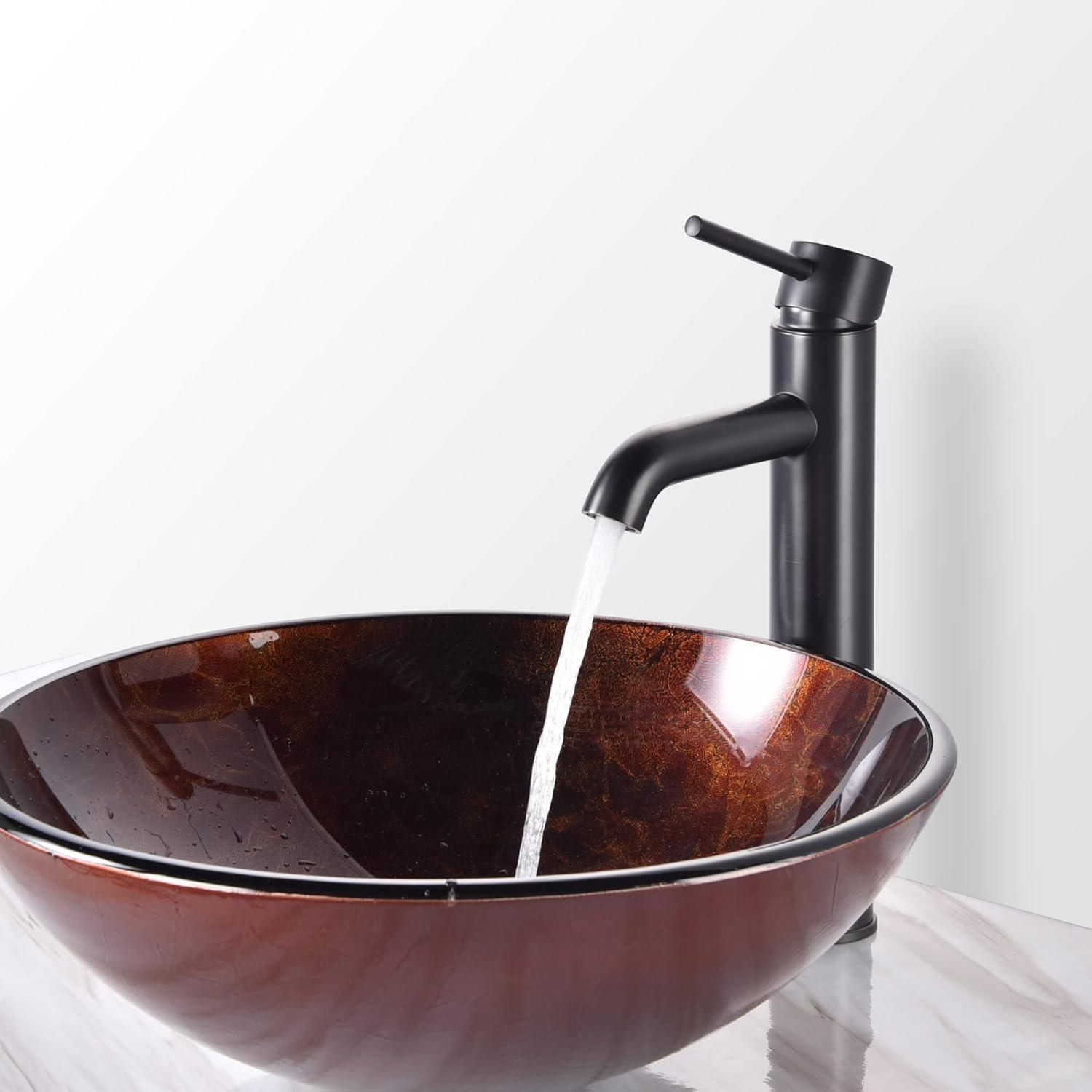 Tempered Glass Circular Vessel Bathroom Sink