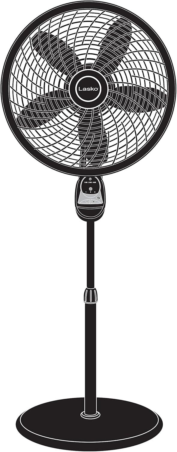 Lasko 54" Cyclone Oscillating 3-Speed Pedestal Fan with Remote and Timer, Black, 1843, New