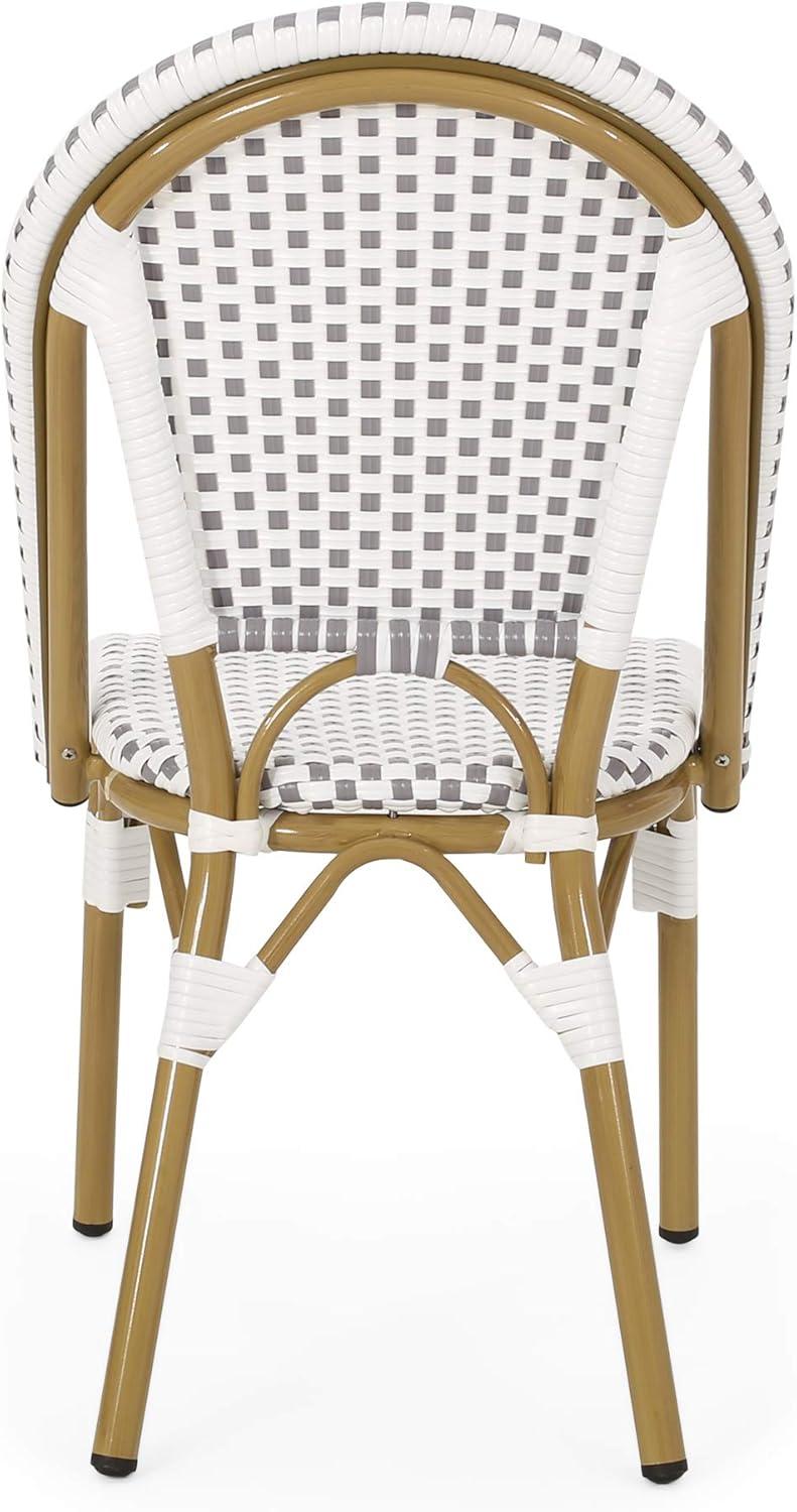Christopher Knight Home Elize 4pk Outdoor French Cafe Chairs - Gray/White/Bamboo