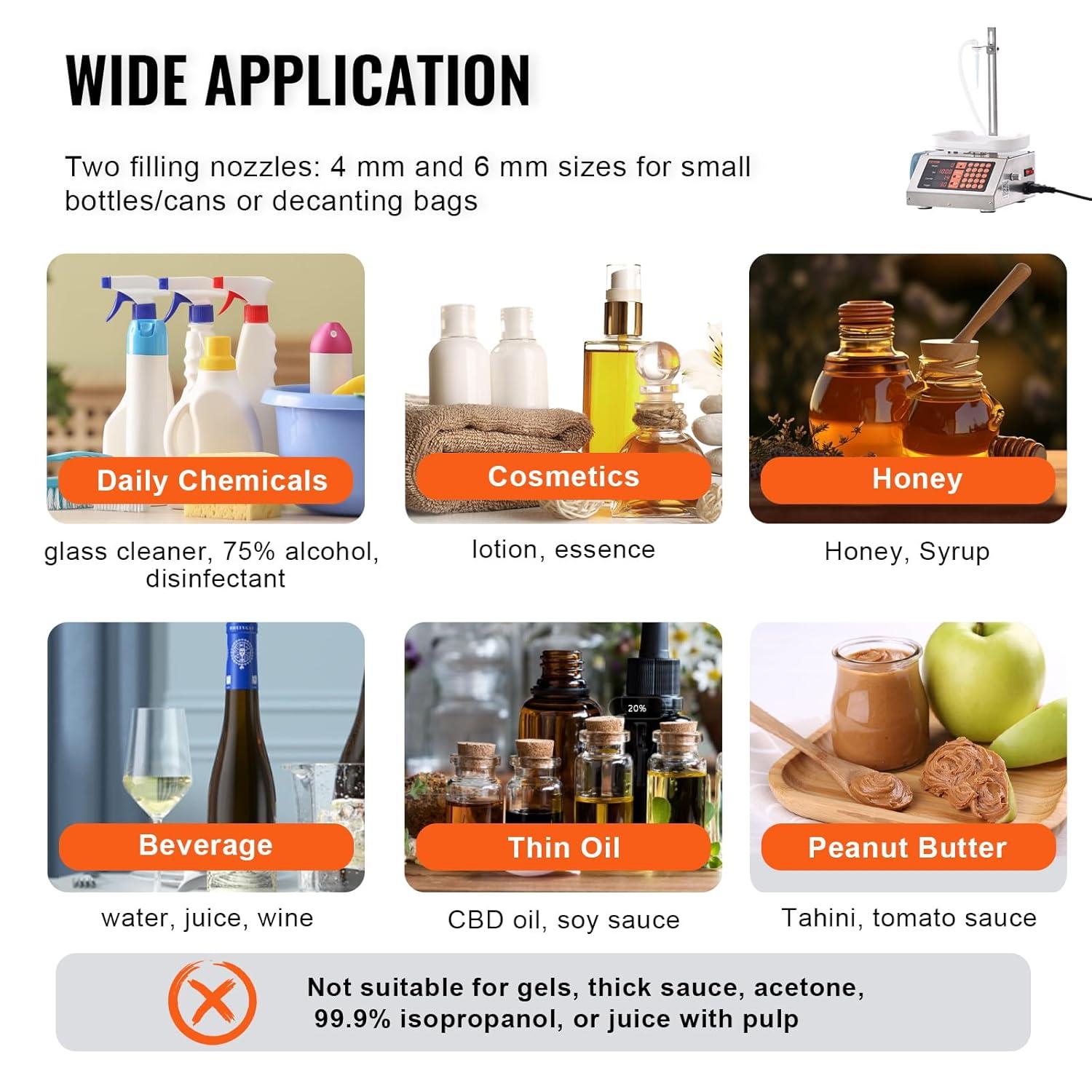 VEVOR Paste Liquid Filling Machine 5-300g,1L/min Flow Rate, Peristaltic Pump Digital Control Automatic Weighing Bottle Filling Machine for Soy Sauce, Drink, Vinegar, Milk, Alcohol,Low Viscous Liquids