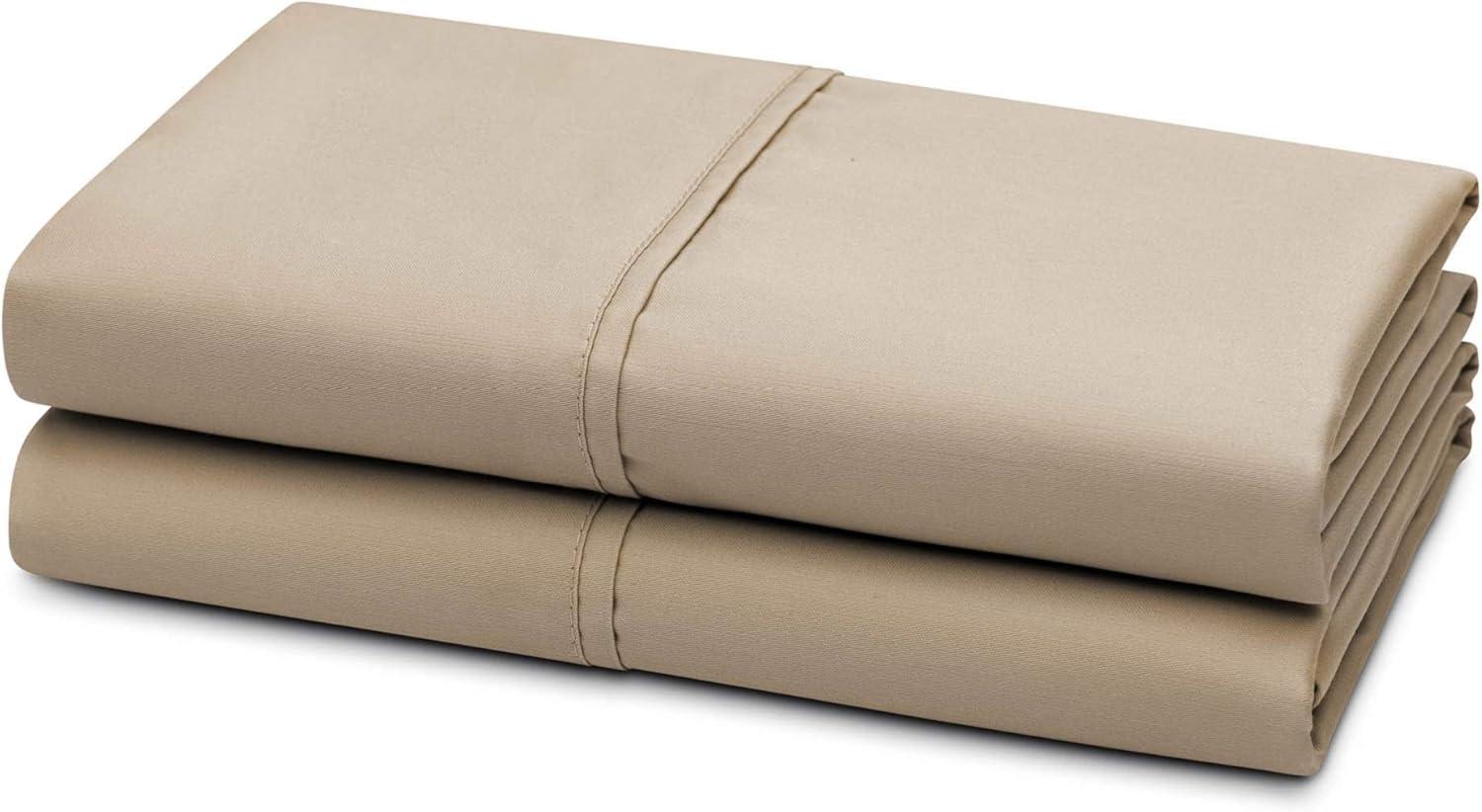 King Size Beige Cotton Polyester Blend Pillowcase Set