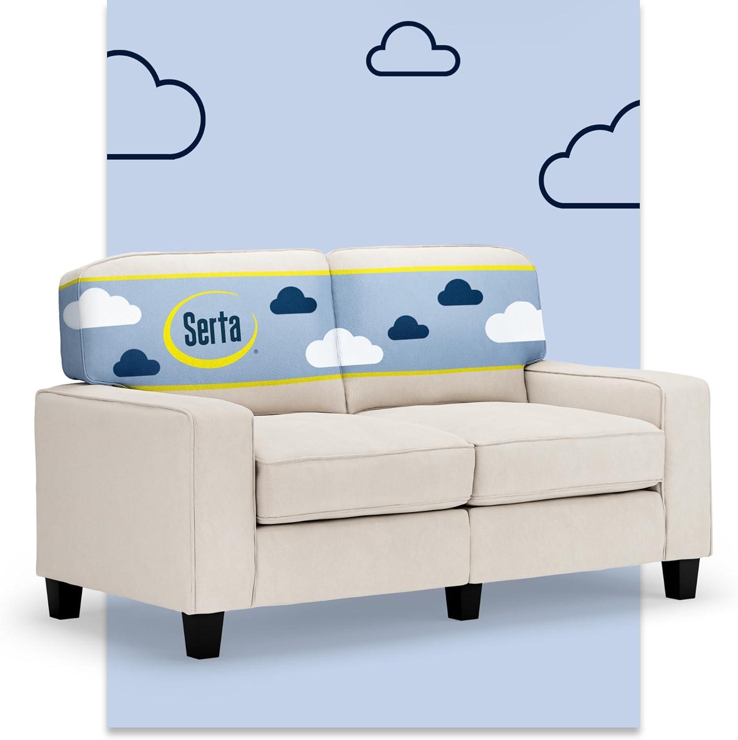 Serta Palisades 61" Track Arm Sofa, Easy Care Fabric, Soft Pillow Back, Pocket Coil Seat Cushions