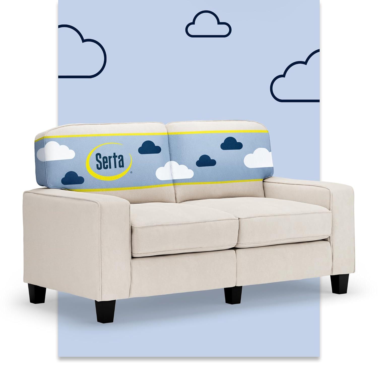 Serta Palisades 61" Track Arm Sofa, Easy Care Fabric, Soft Pillow Back, Pocket Coil Seat Cushions