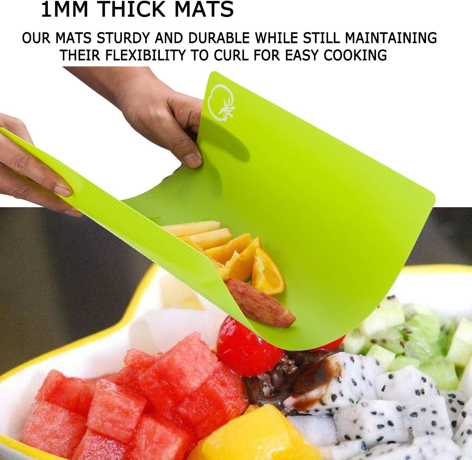 Color-Coded Flexible Plastic Chopping Mats Set of 4