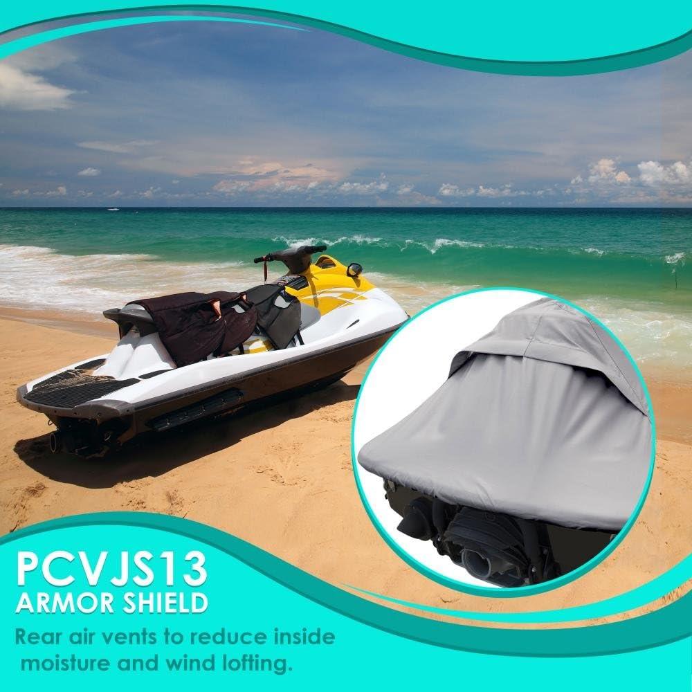 Gray Marine Grade Waterproof Polyester Jetski Cover for 127''-138''