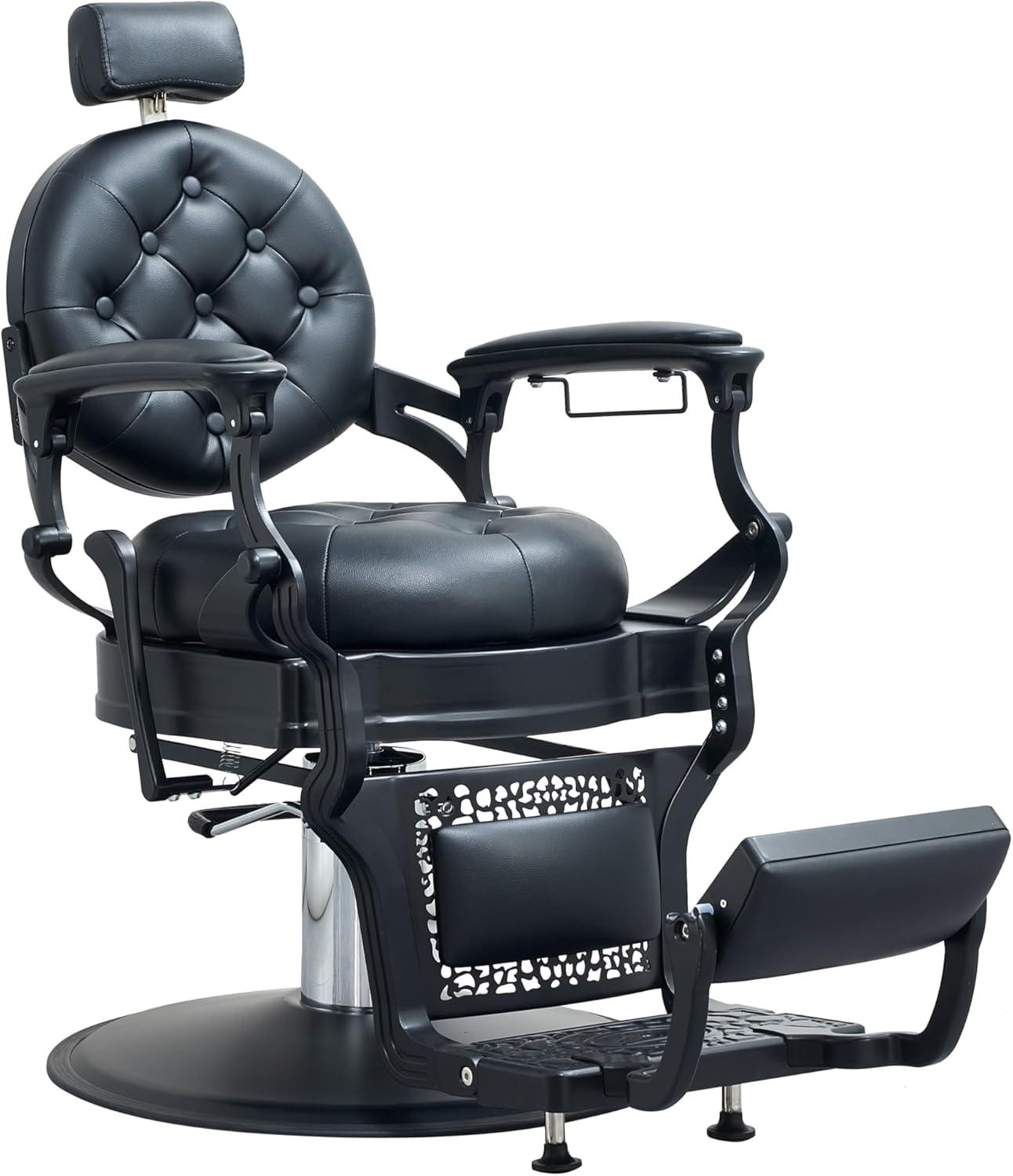 OmySalon Vintage Barber Chair All Purpose Heavy Duty, Hydraulic Recline Salon Beauty Styling Chair Retro, 360 Degree Swivel for Hair Stylist Tattoo