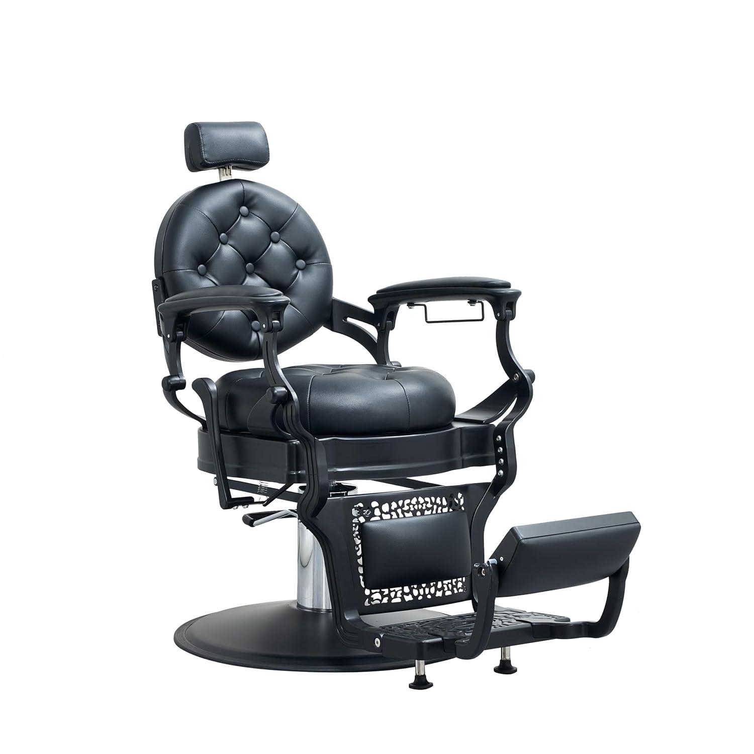 OmySalon Vintage Barber Chair All Purpose Heavy Duty, Hydraulic Recline Salon Beauty Styling Chair Retro, 360 Degree Swivel for Hair Stylist Tattoo