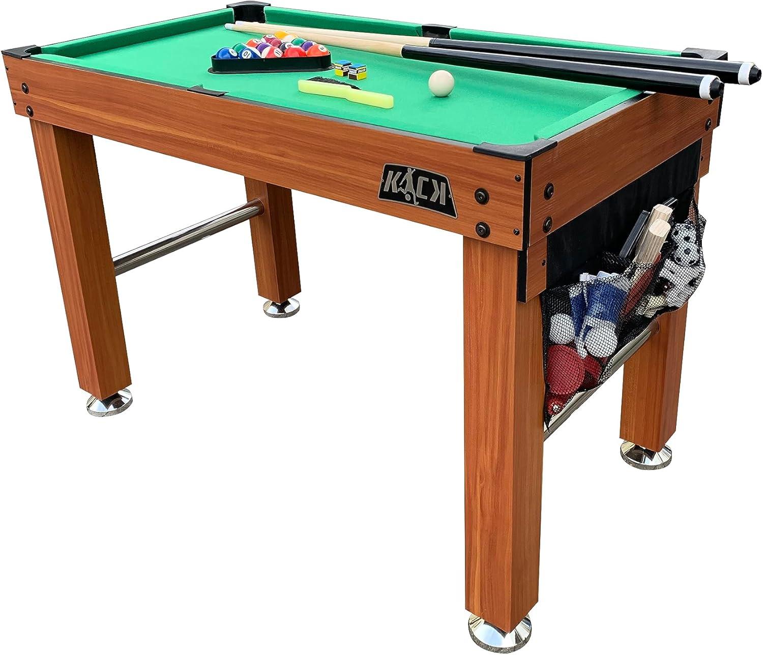 KICK Defender 48″ 10-in-1 Multi-Game Table (Black) - Combo Game Table Set - Foosball, Billiards, Glide Hockey, Ice Hockey, Table Tennis, Chess, Backgammon, Draughts, Bowling, Shuffleboard for Family