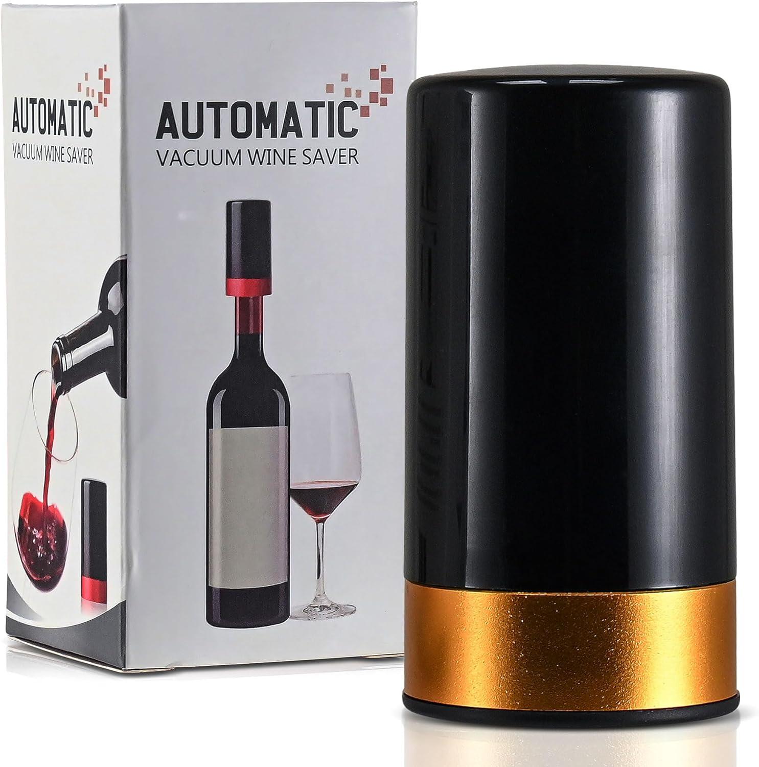 Black and Gold Automatic Vacuum Wine Saver with LED Display