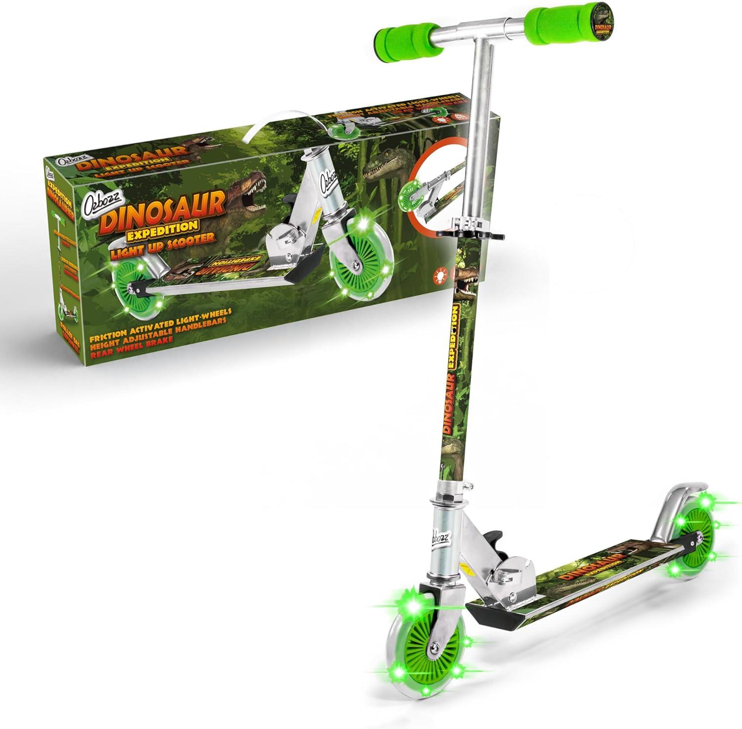 OZBOZZ Dinosaur Foldable Scooter - Light up Wheels - Ages 5 and up