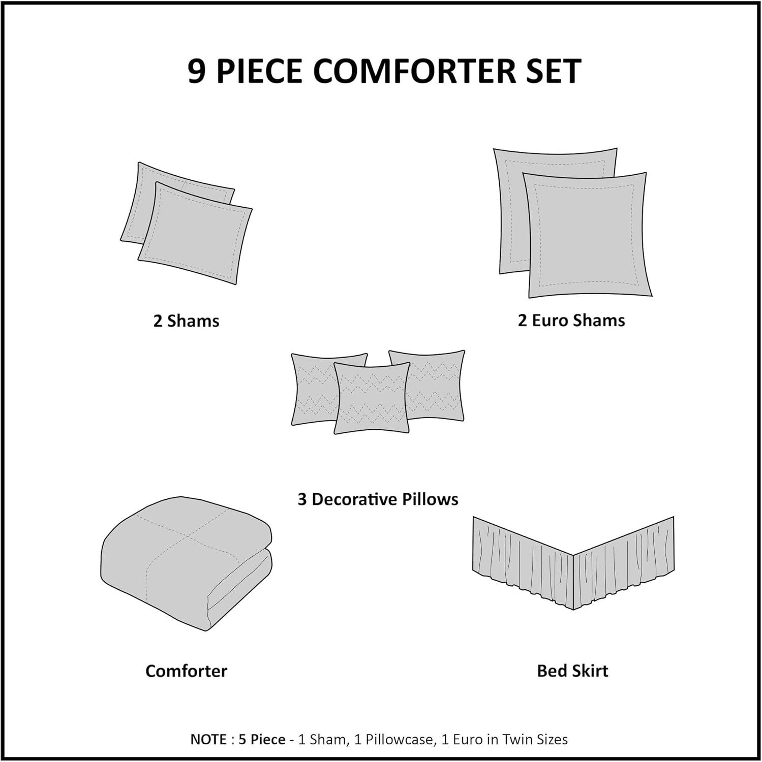 Madison Park Dawn 9 Piece Cotton Percale Comforter Set