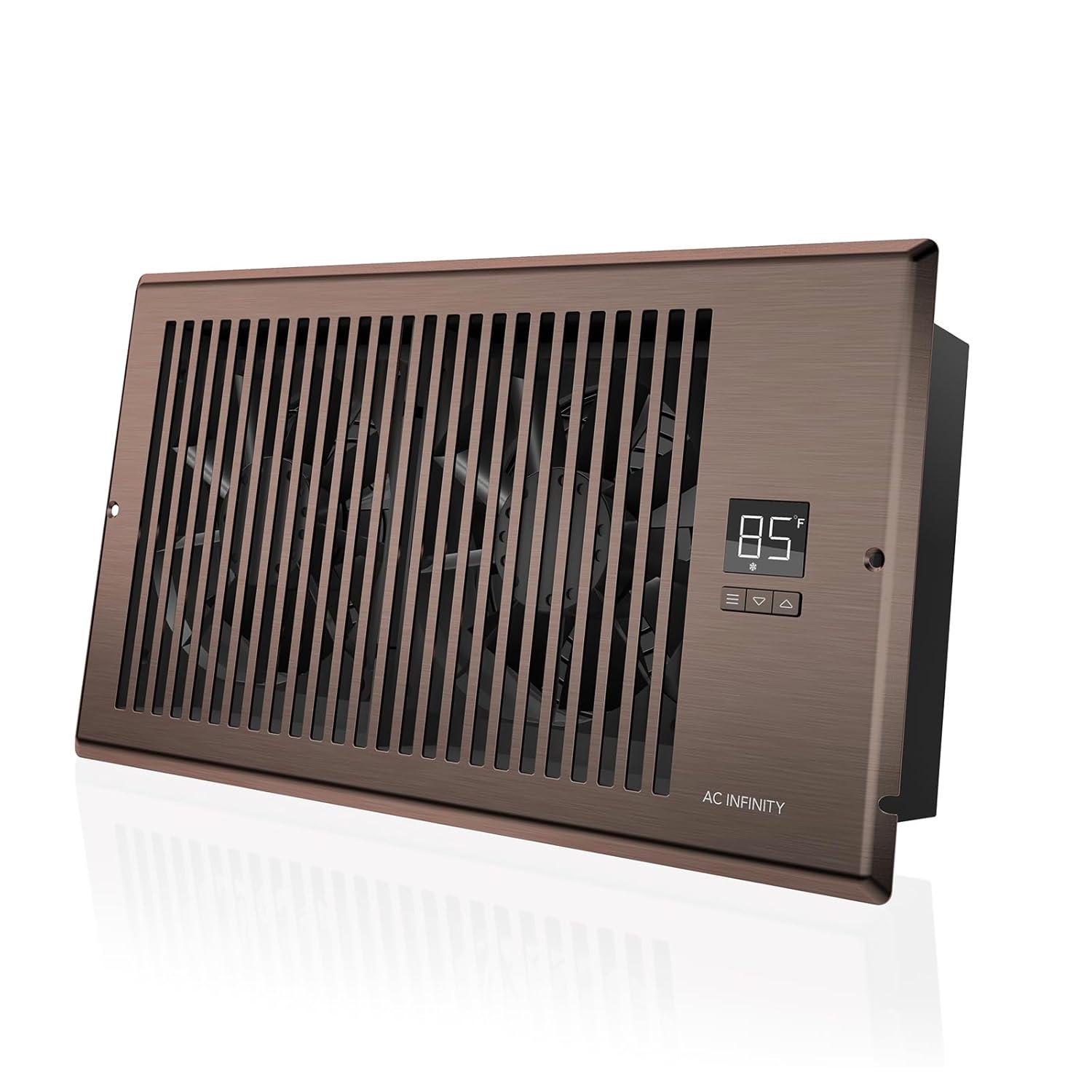 AC Infinity AIRTAP T6 Bronze, Register Booster Fan for 6” x 10” Register Holes, Improves Heating & Cooling Vents, Quiet 10-Speeds, Bluetooth App Control Data Alerts
