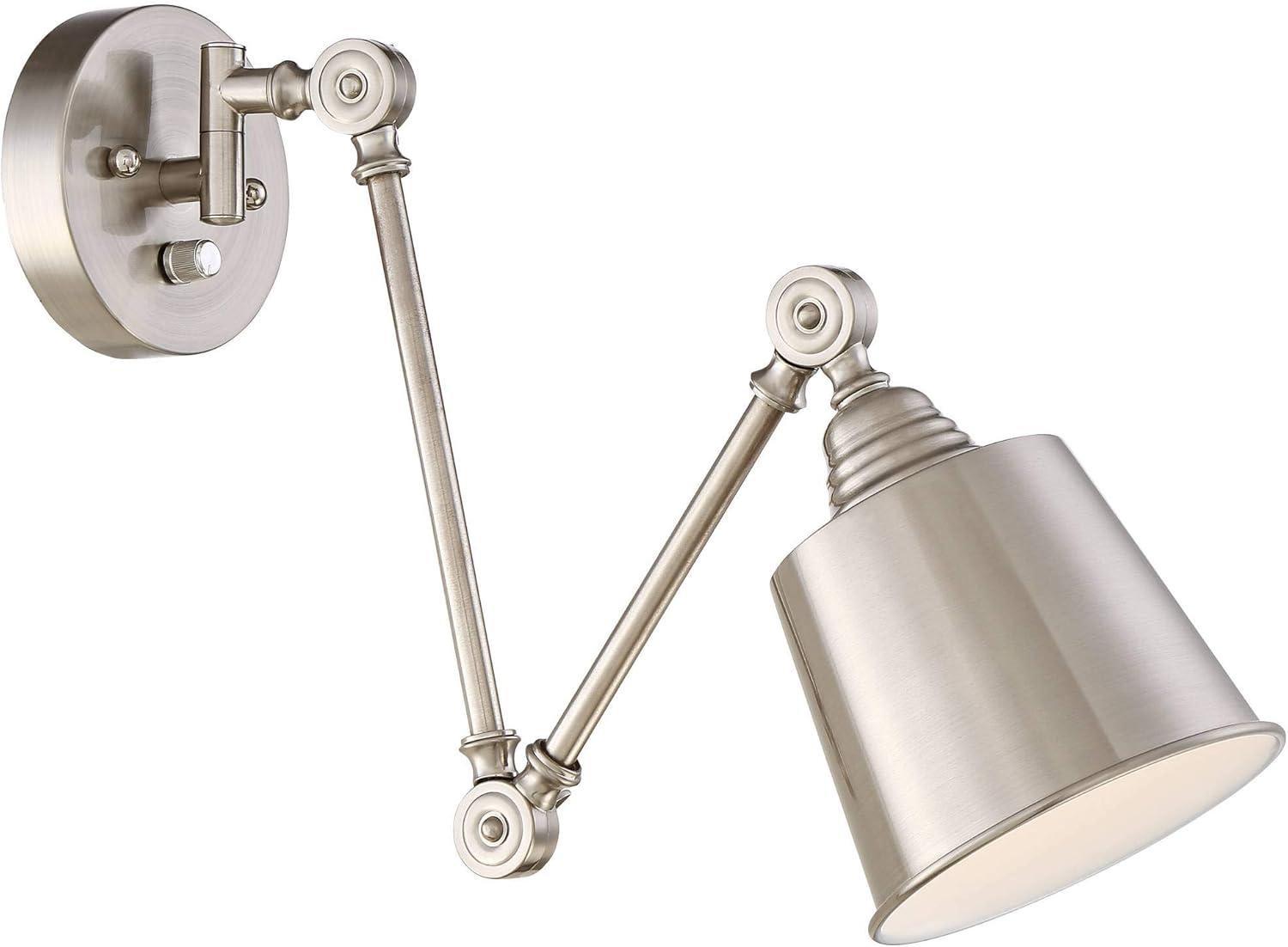 360 Lighting Mendes Modern Wall Lamps Set of 2 Brushed Nickel Plug-in 4 1/4" Light Fixture Up Down Adjustable for Bedroom Reading Living Room Hallway