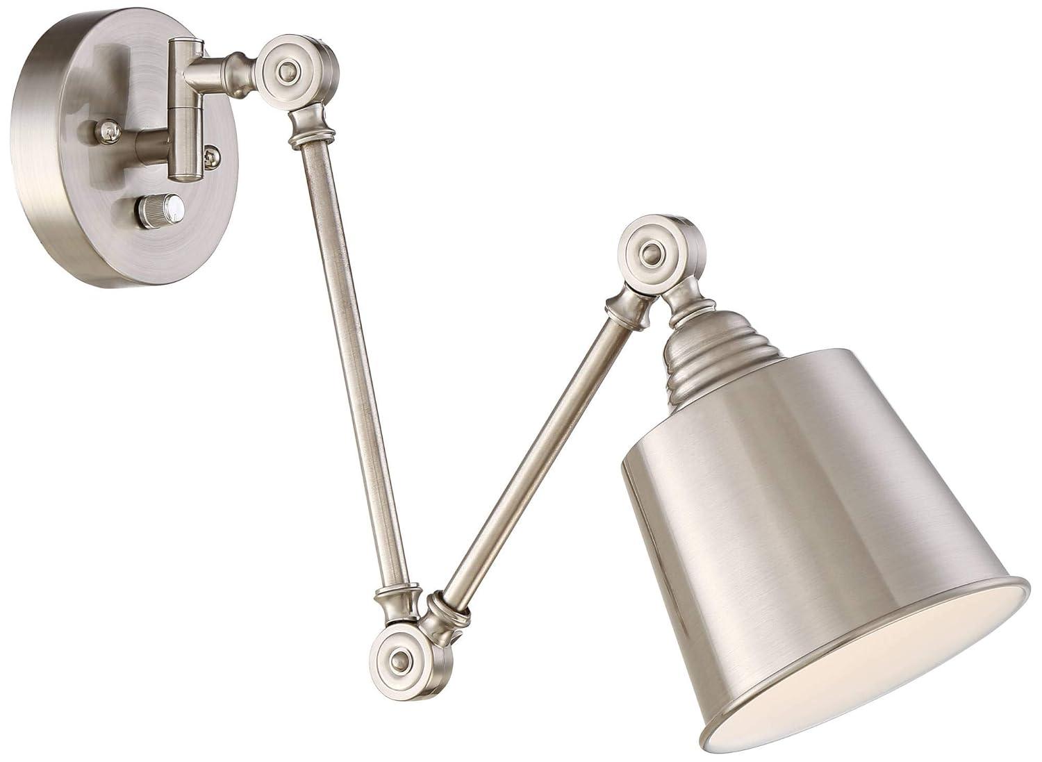 360 Lighting Mendes Modern Wall Lamps Set of 2 Brushed Nickel Plug-in 4 1/4" Light Fixture Up Down Adjustable for Bedroom Reading Living Room Hallway