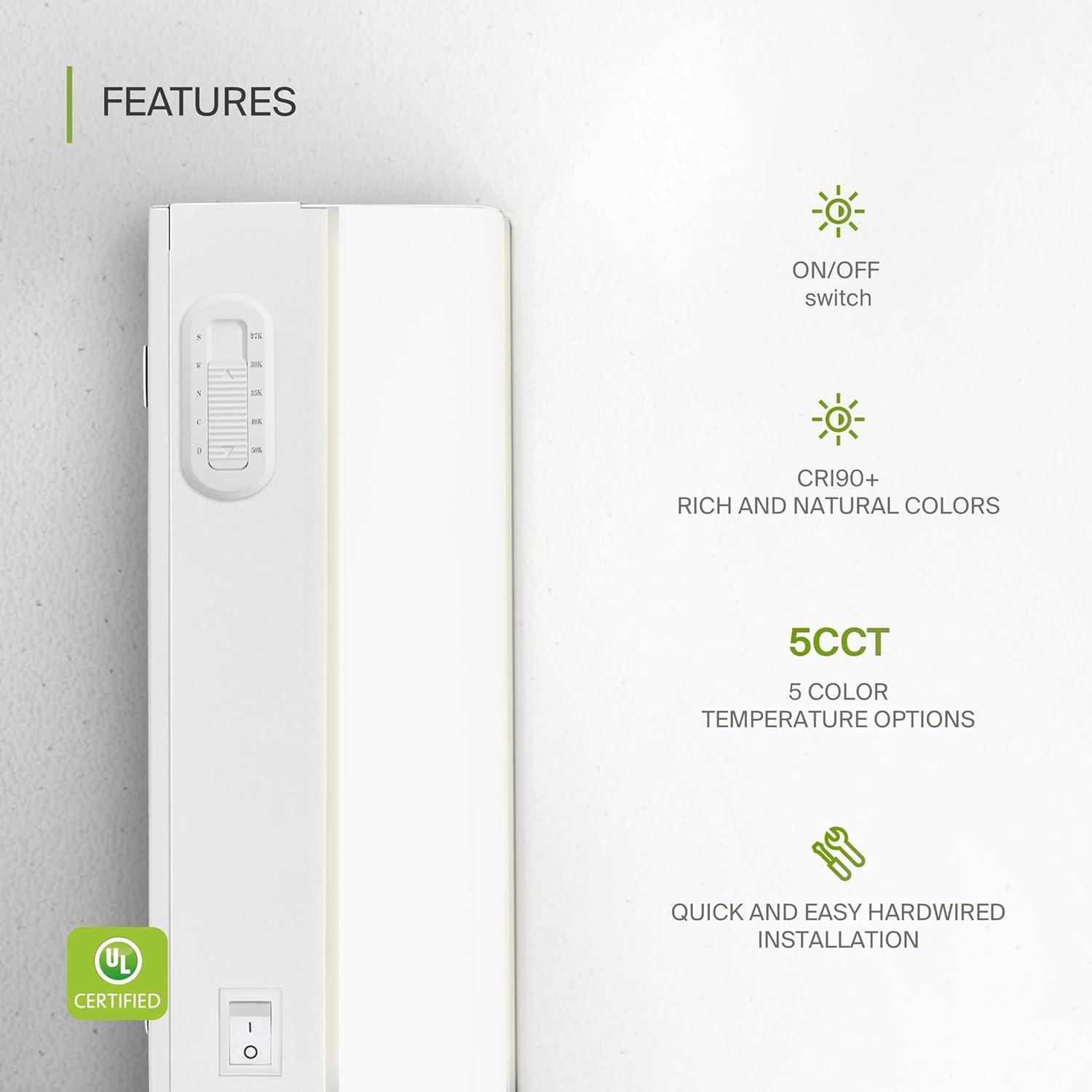 9-Inch LED Under Cabinet Light with On/Off Switch, 5 Color Selectable