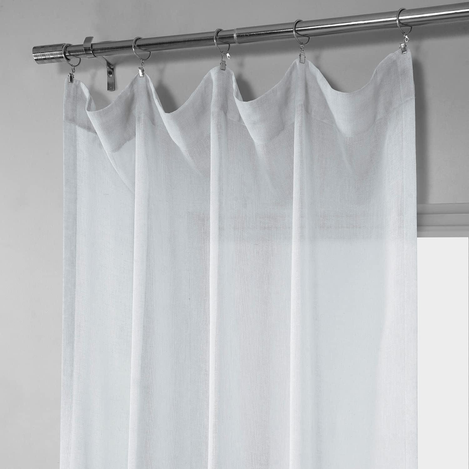 Aspen White Solid Faux Linen Sheer Curtain (1 Panel), Aspen White, 50W X 96L