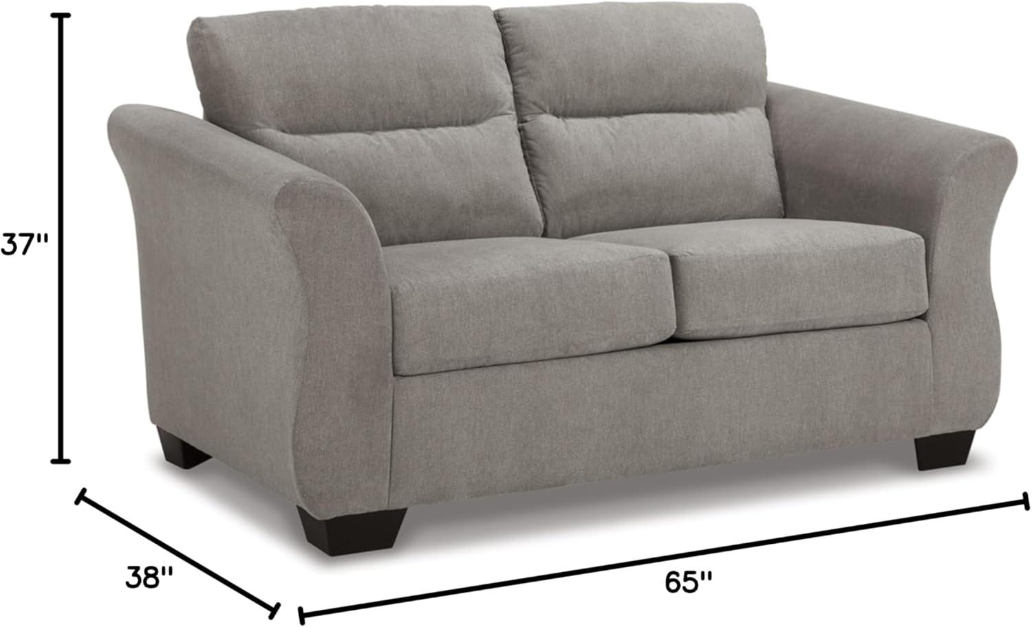 Gray Tufted Microfiber Flared Arm Loveseat