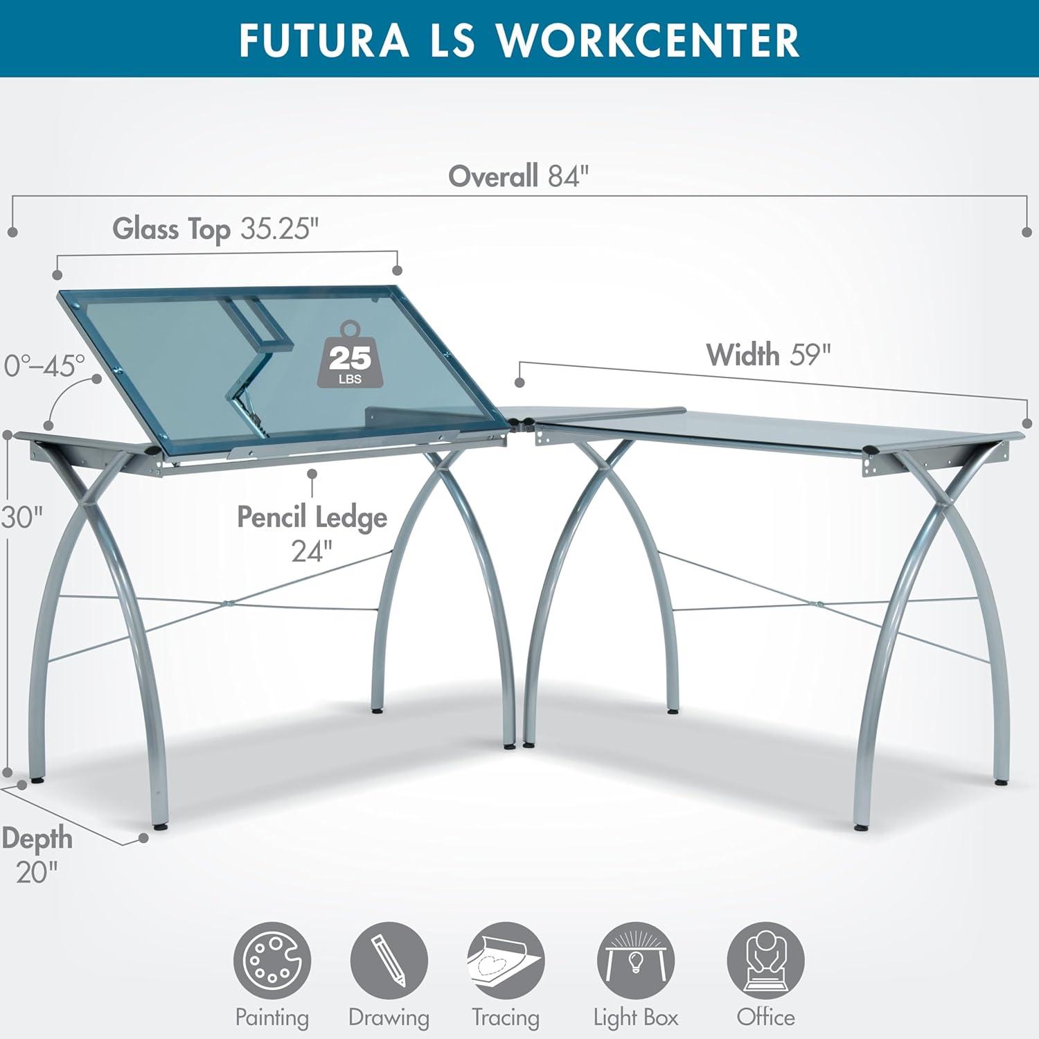 Inbox Zero Courson L-Shaped Glass Top Drafting Table
