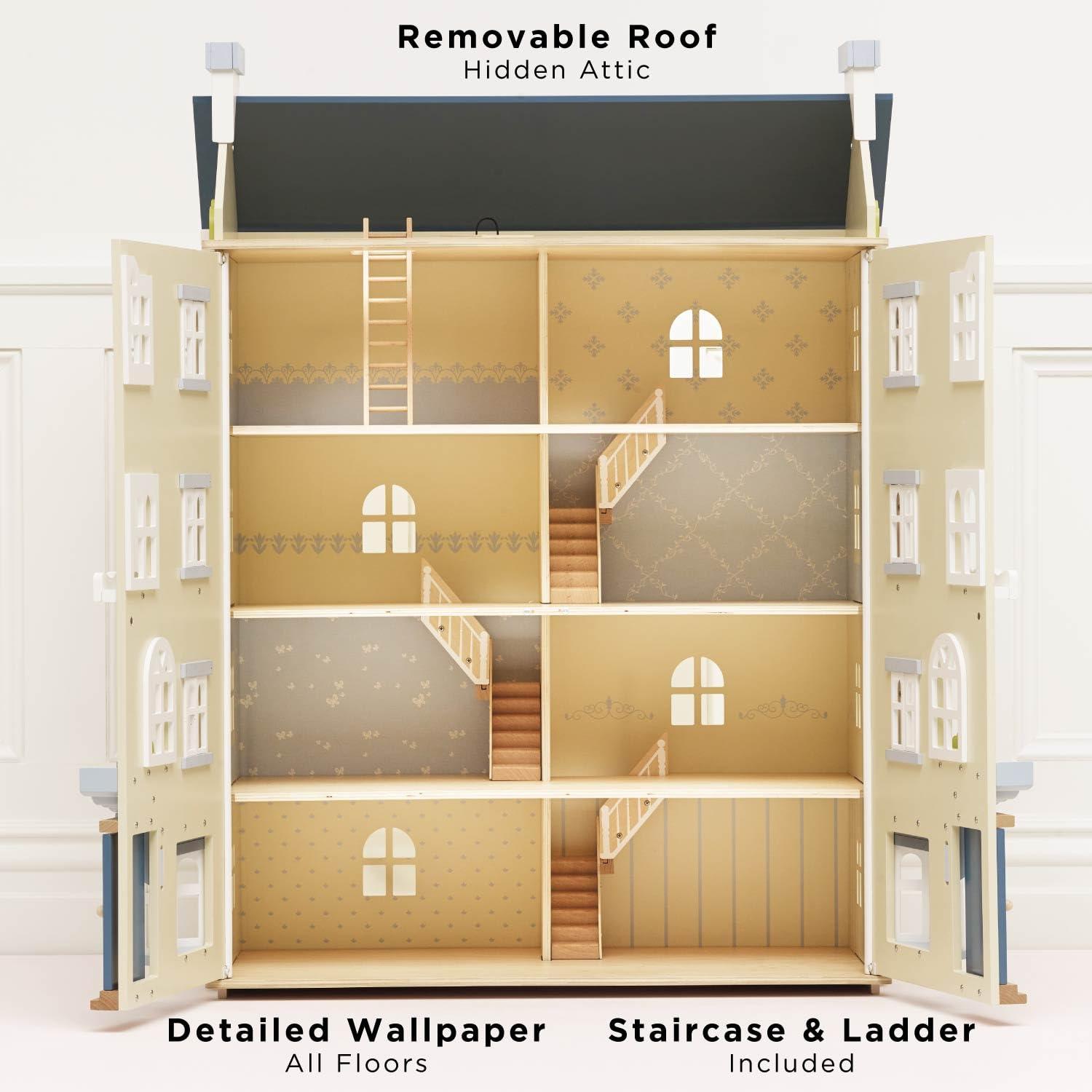 Le Toy Van - Palace House Large Wooden Doll House | Great As a Gift | 5 Storey Wooden Dolls House Play Set - Suitable for Ages 3+