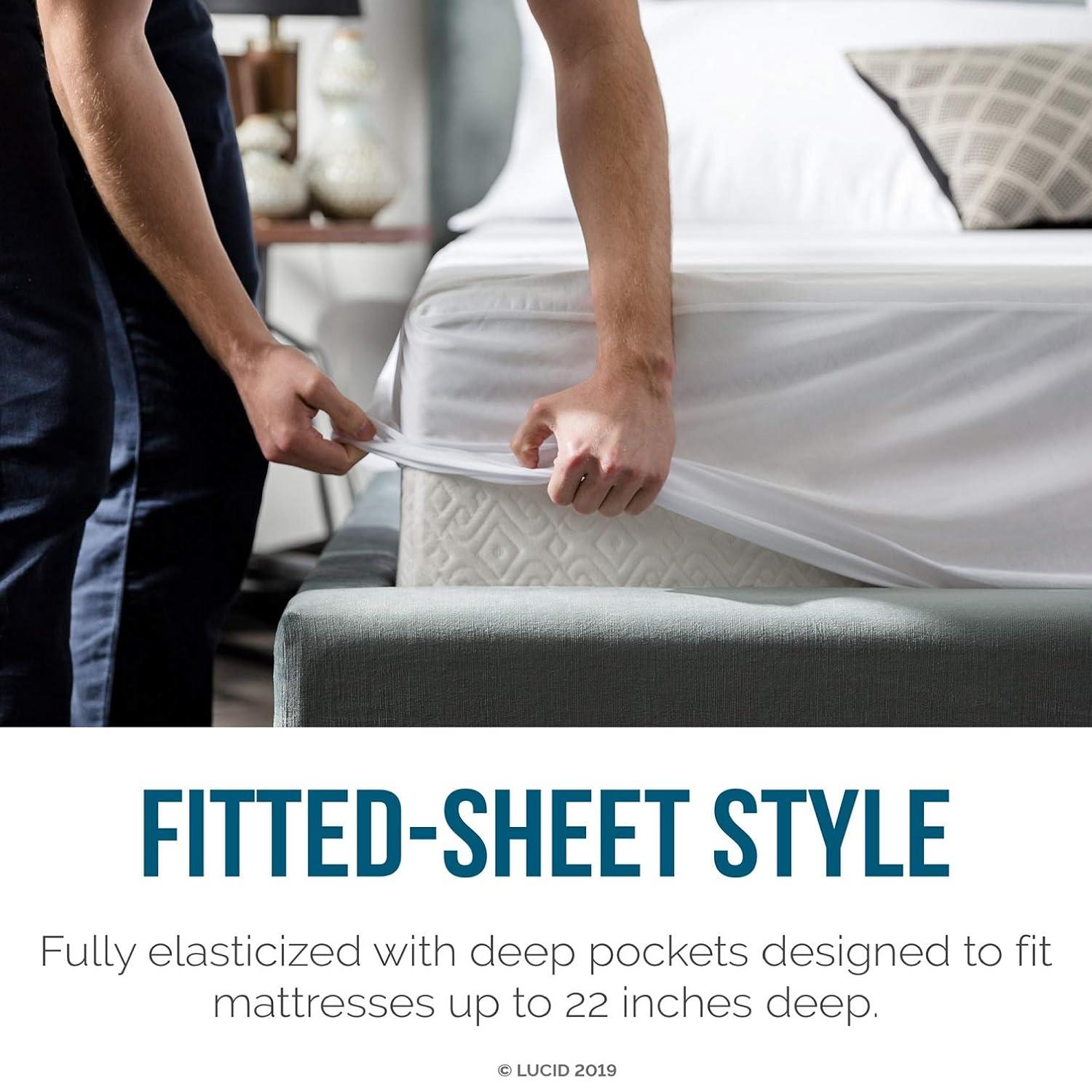 Lucid Premium Waterproof Fitted Mattress Protector, Twin XL