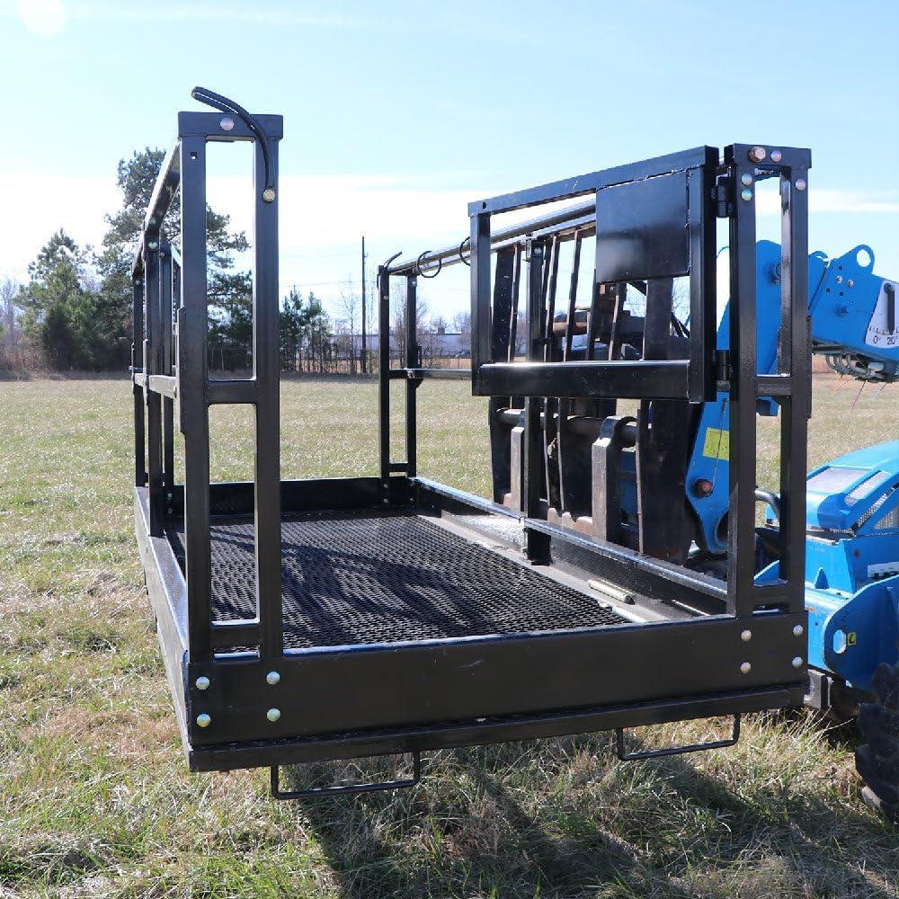 Heavy-Duty Black Steel Mesh Telehandler Safety Cage