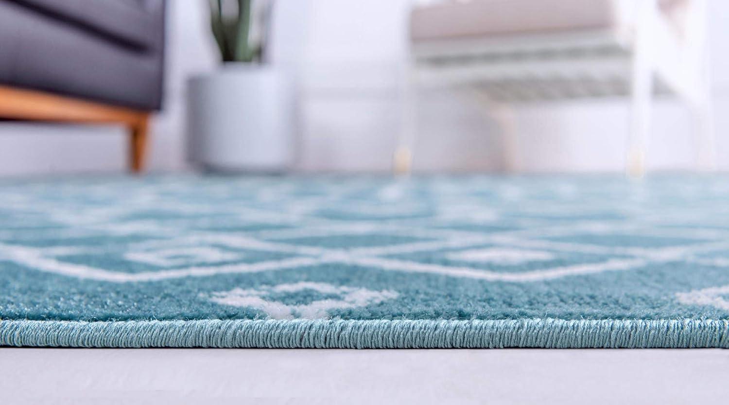 Unique Loom 6' 1 x 9' 0 Rectangle Moroccan Trellis Turquoise Area Rug