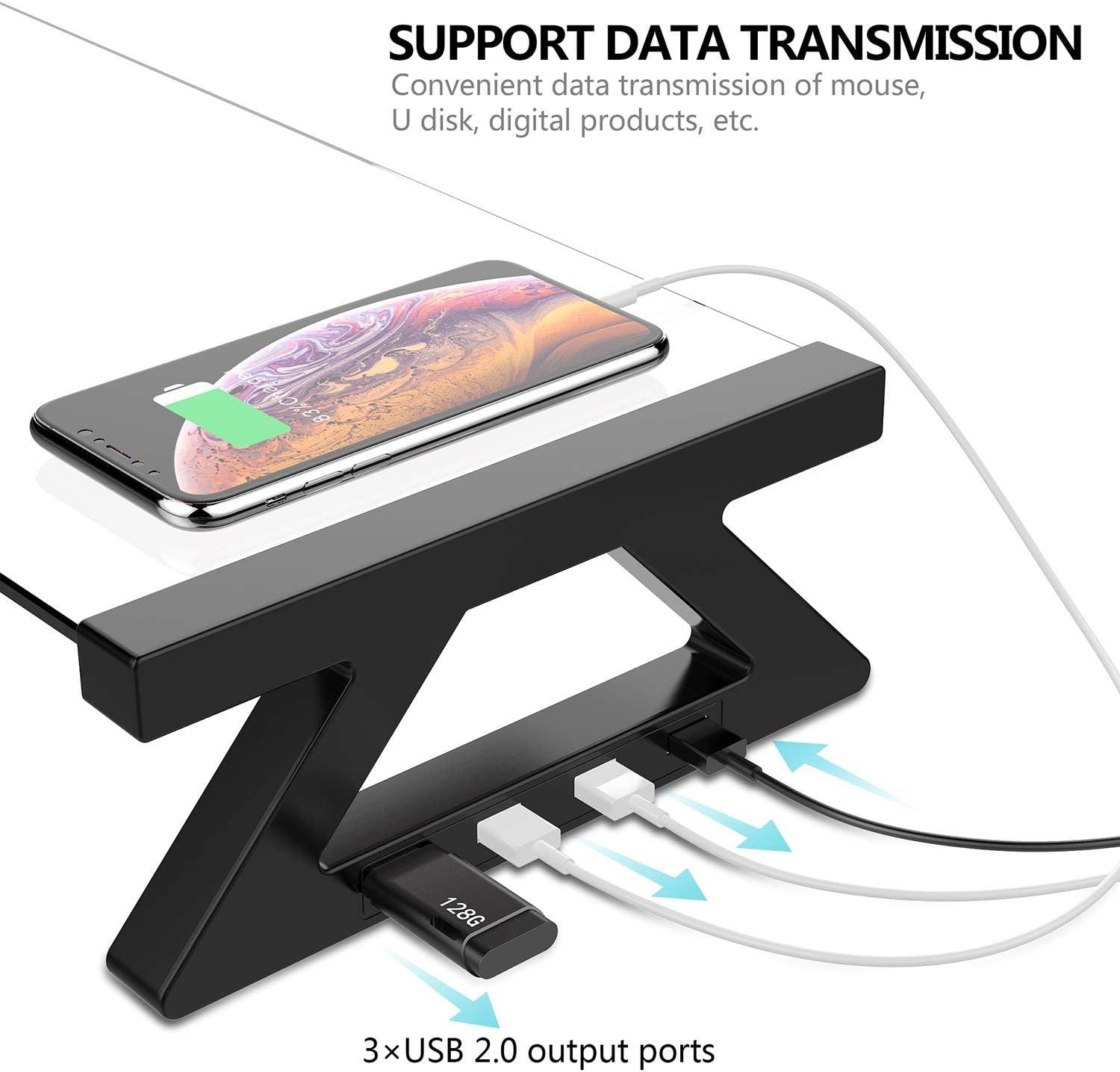Yivandi Computer Monitor Stand with USB Ports, Clear Tempered Glass Monitor Riser, 3-in-1 USB Docking Laptop Riser for Desktop PC/iMac/MacBook/Printer