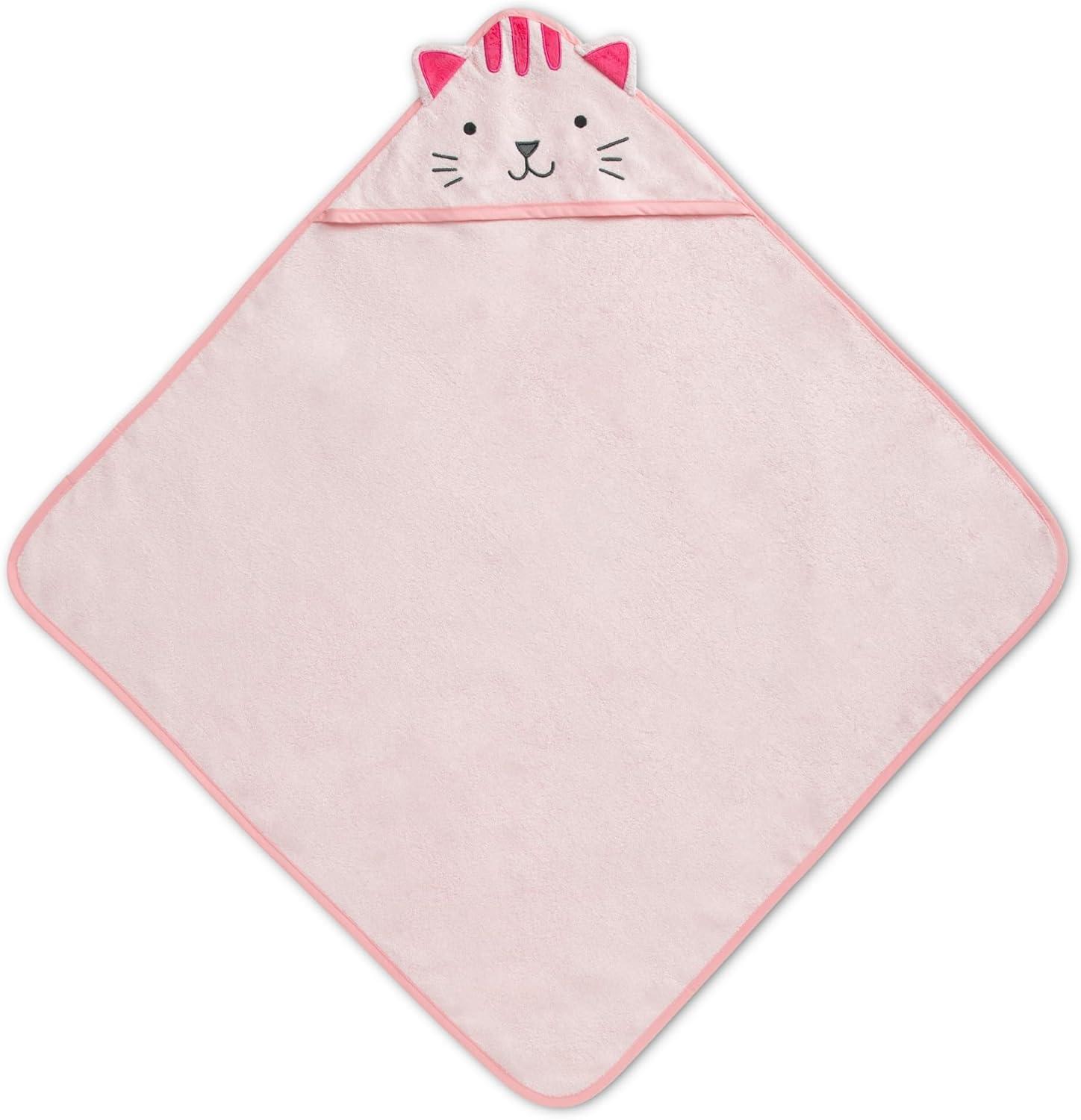 Delta Children Baby/Infant Hooded Bath Towel - Super Soft and Absorbent- Newborn Essential - Ideal Baby Registry/Shower Gift for Boys and Girls, Pink Cat