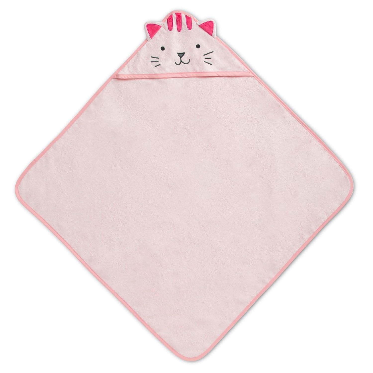 Delta Children Baby/Infant Hooded Bath Towel - Super Soft and Absorbent- Newborn Essential - Ideal Baby Registry/Shower Gift for Boys and Girls, Pink Cat