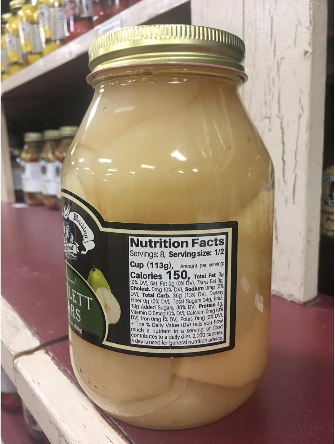 Amish Wedding All Natural Old Fashioned Bartlett Pears, 32 oz jar