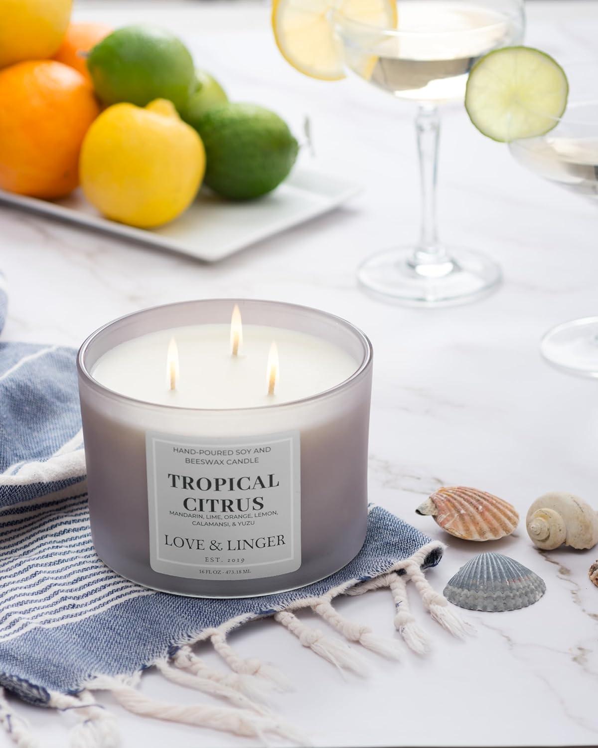 Tropical Citrus Frosted Grey Soy and Beeswax Candle