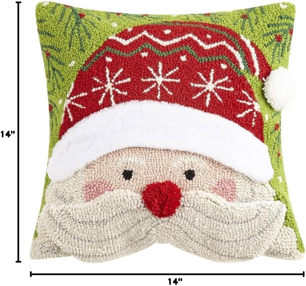 14'' Green and Red Wool Santa Hook Pillow