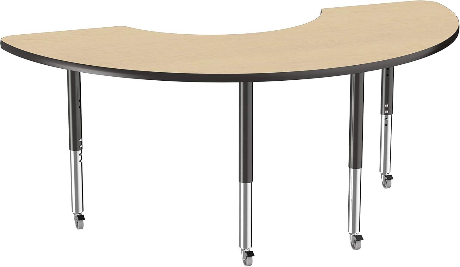 36" x 72" Half Moon T-Mold Activity Table with Adjustable Legs