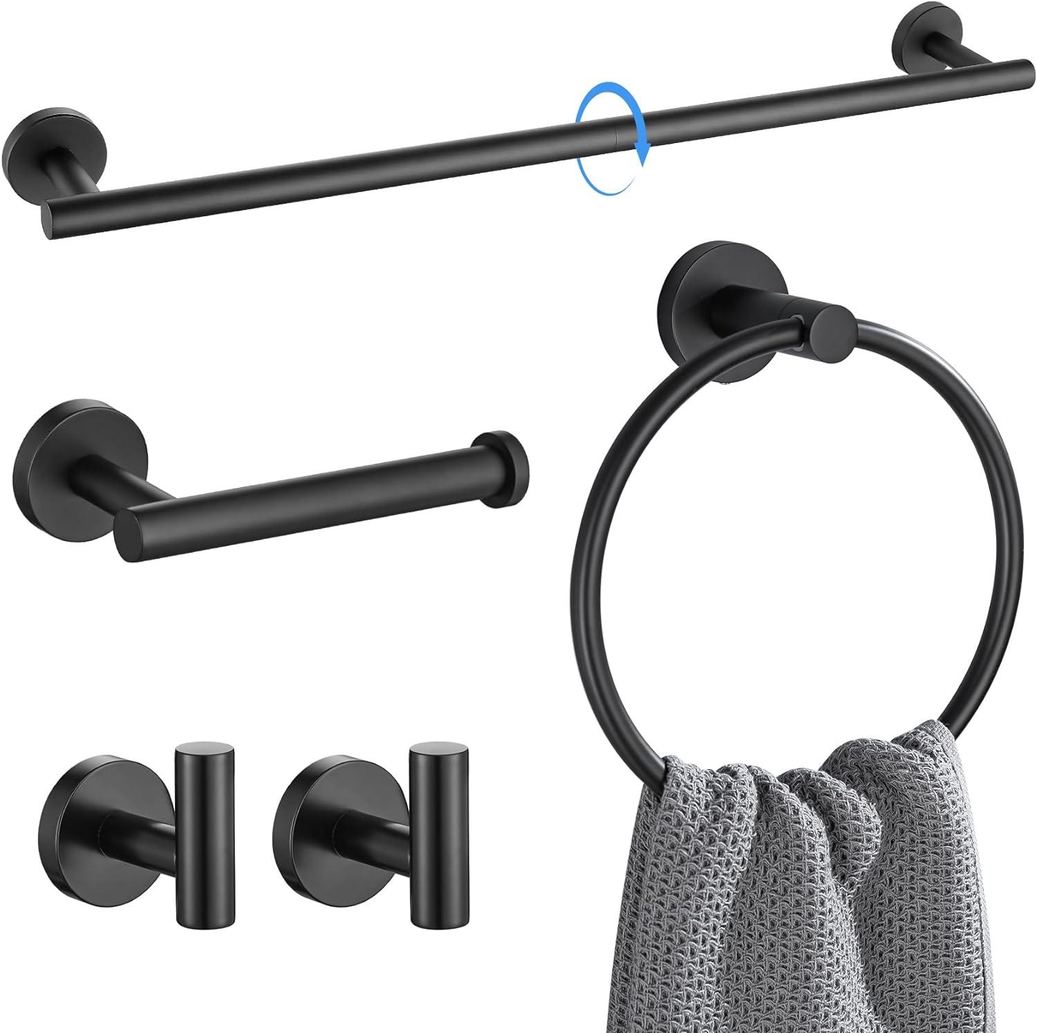 Matte Black Stainless Steel 5-Piece Bathroom Hardware Set