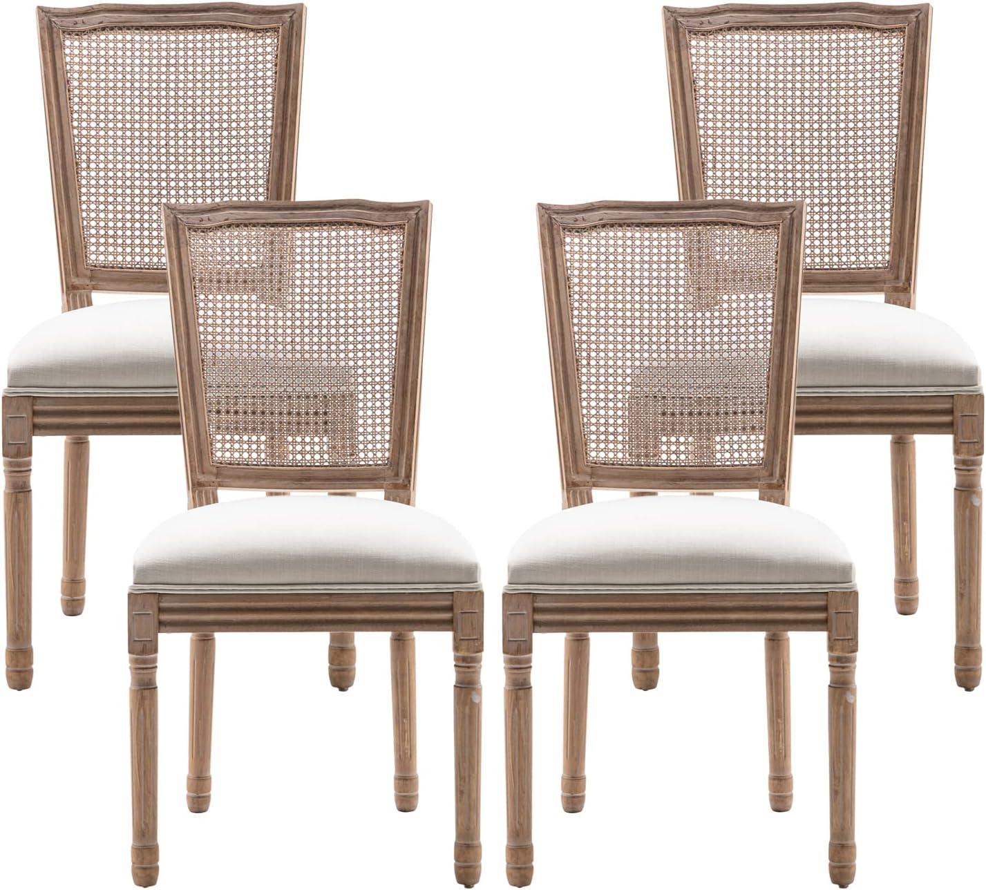 One Allium Way® French Style Vintage Solid Wood Upholstered Dining Chair (Set of 4)