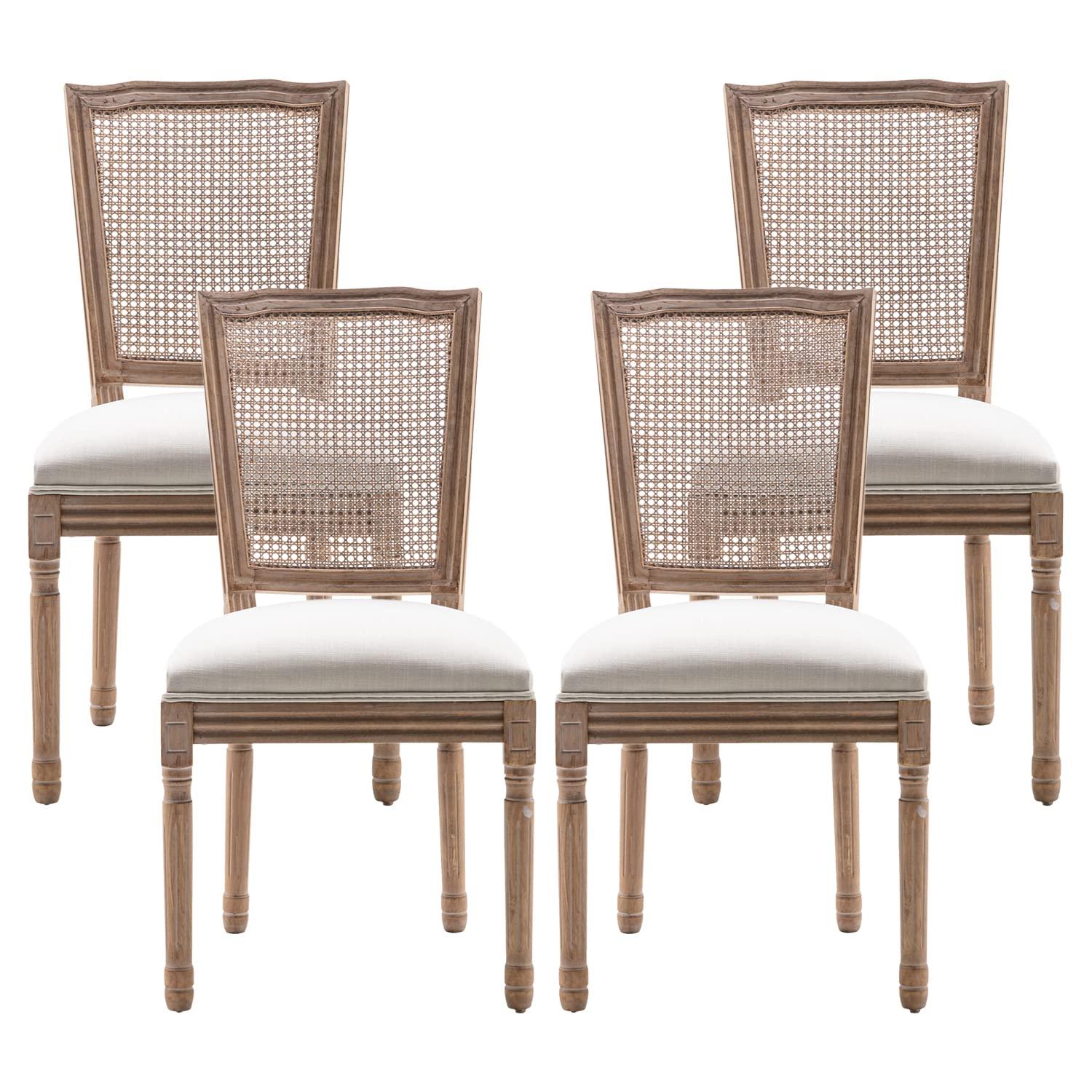 One Allium Way® French Style Vintage Solid Wood Upholstered Dining Chair (Set of 4)