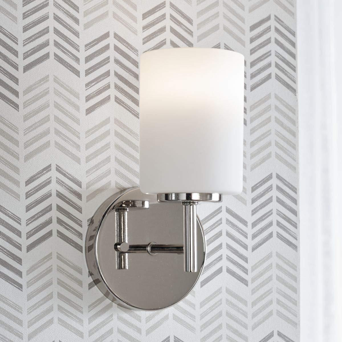 Progress Lighting Replay 1-Light Bath & Vanity Wall Light, Polished Nickel, Porcelain Shade