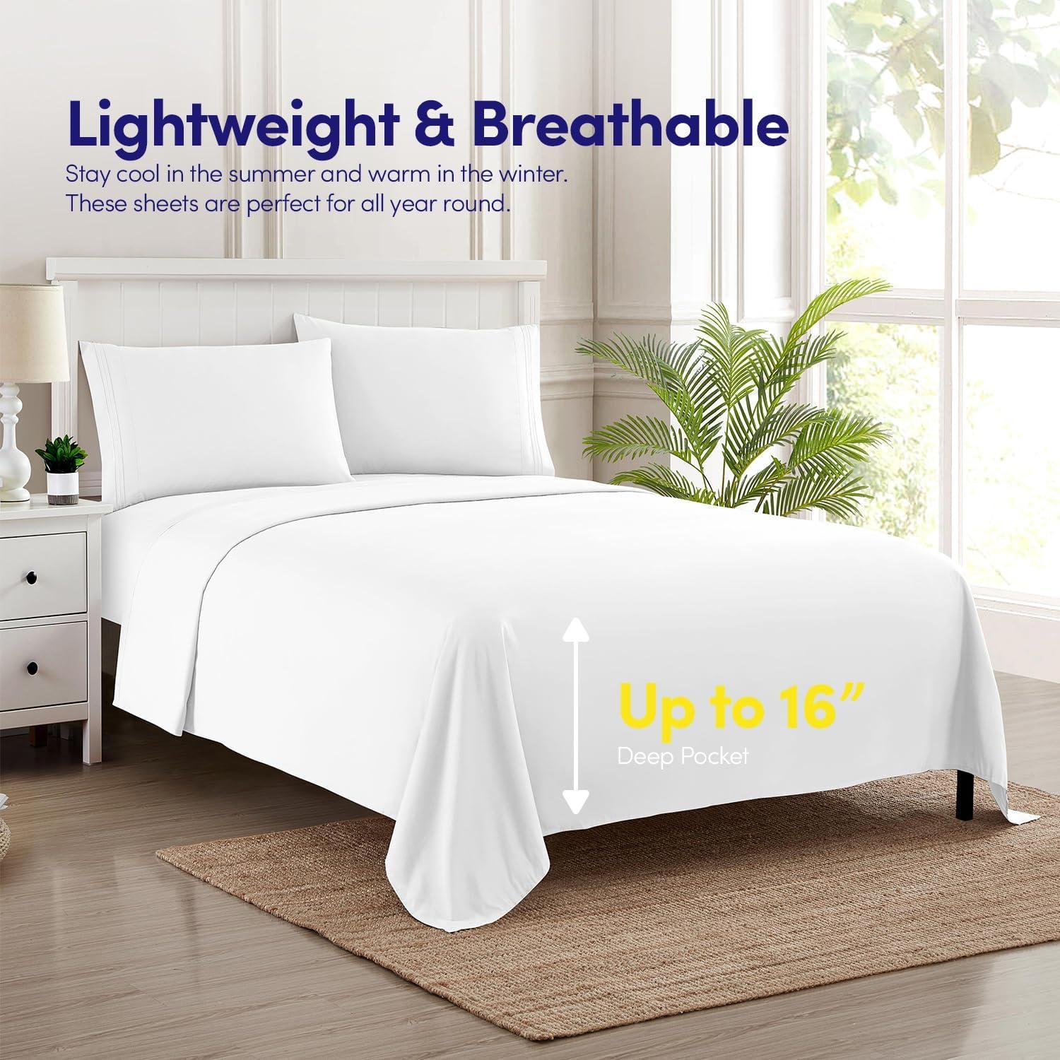 1500 Supreme Collection Sheet Sets White - Luxury Hotel Bed Sheets and Pillowcase Set for King Mattress - Extra Soft, Elastic Corner Straps, Deep Pocket, White