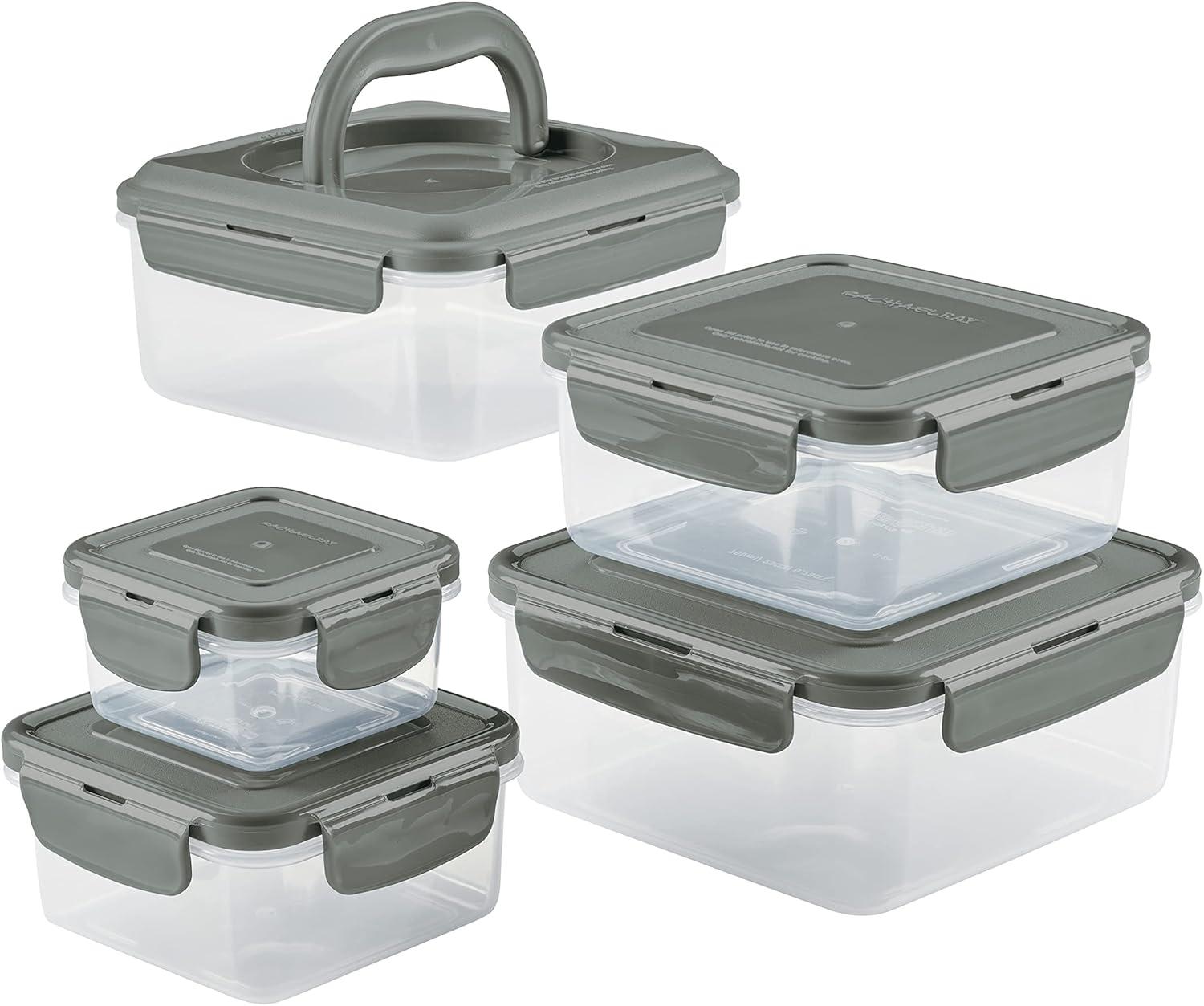 Leak-Proof Nestable Square 5 Container Food Storage Set