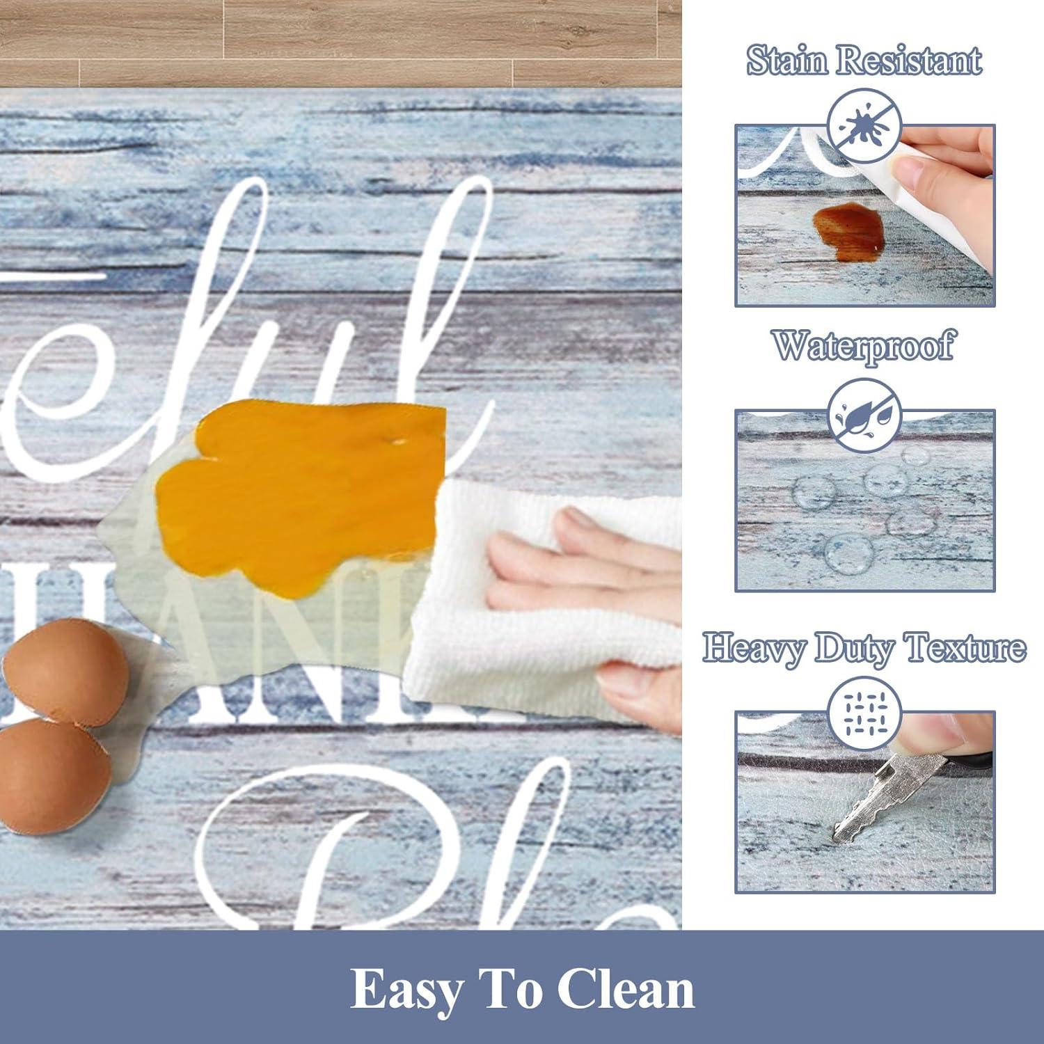 HEBE Anti Fatigue Kitchen Mat Set of 2 Non Slip Cushioned Kitchen Mats for Floor Waterproof Farmhouse Kitchen Rugs and Mats Set Comfort Standing Desk Mat Carpet for Sink,Office,Laundry