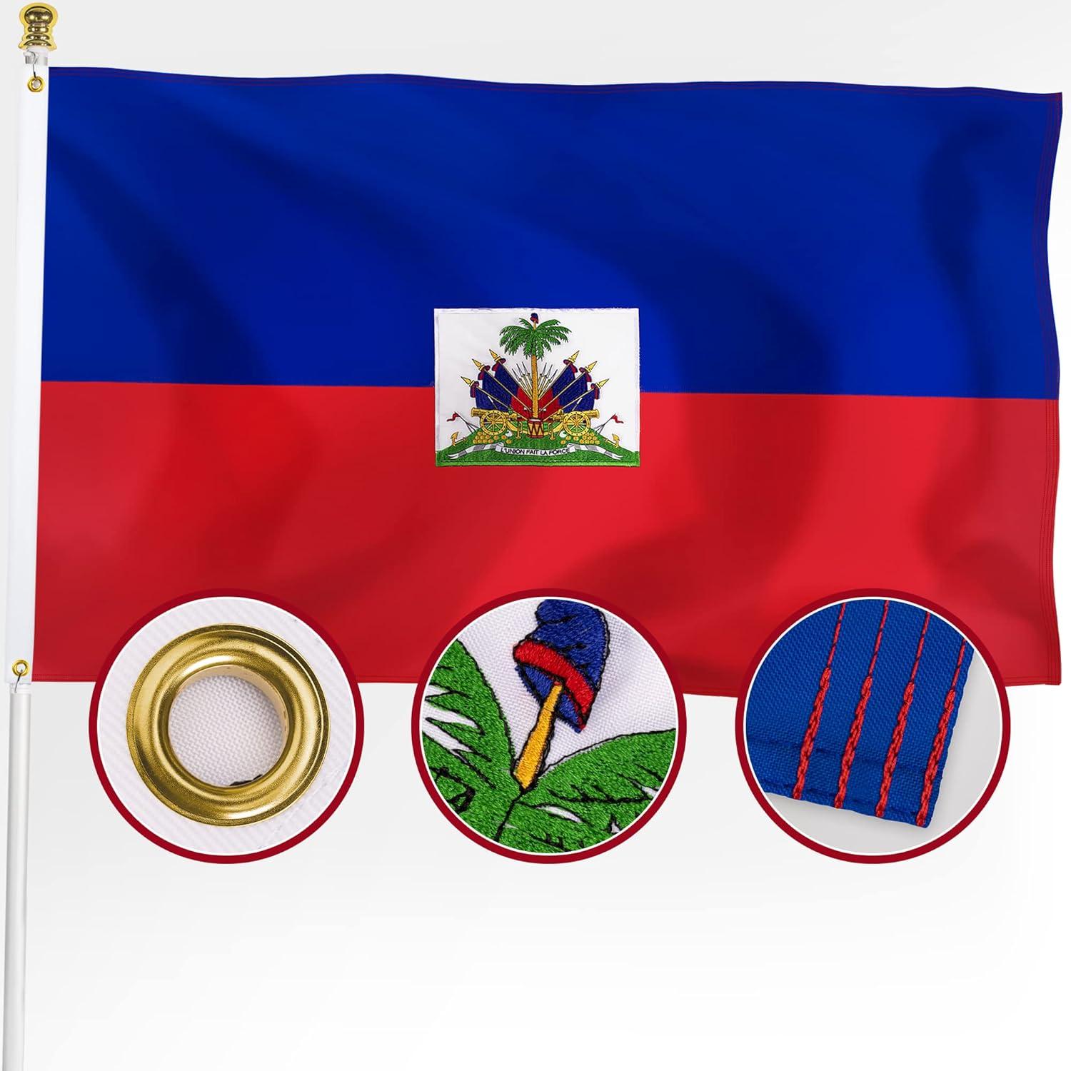 Haiti National Flag 3x5 ft Polyester with Brass Grommets