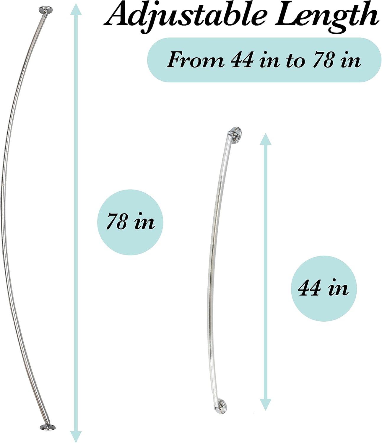 Adjustable Aluminum Wall Mounted Curved Shower Rod