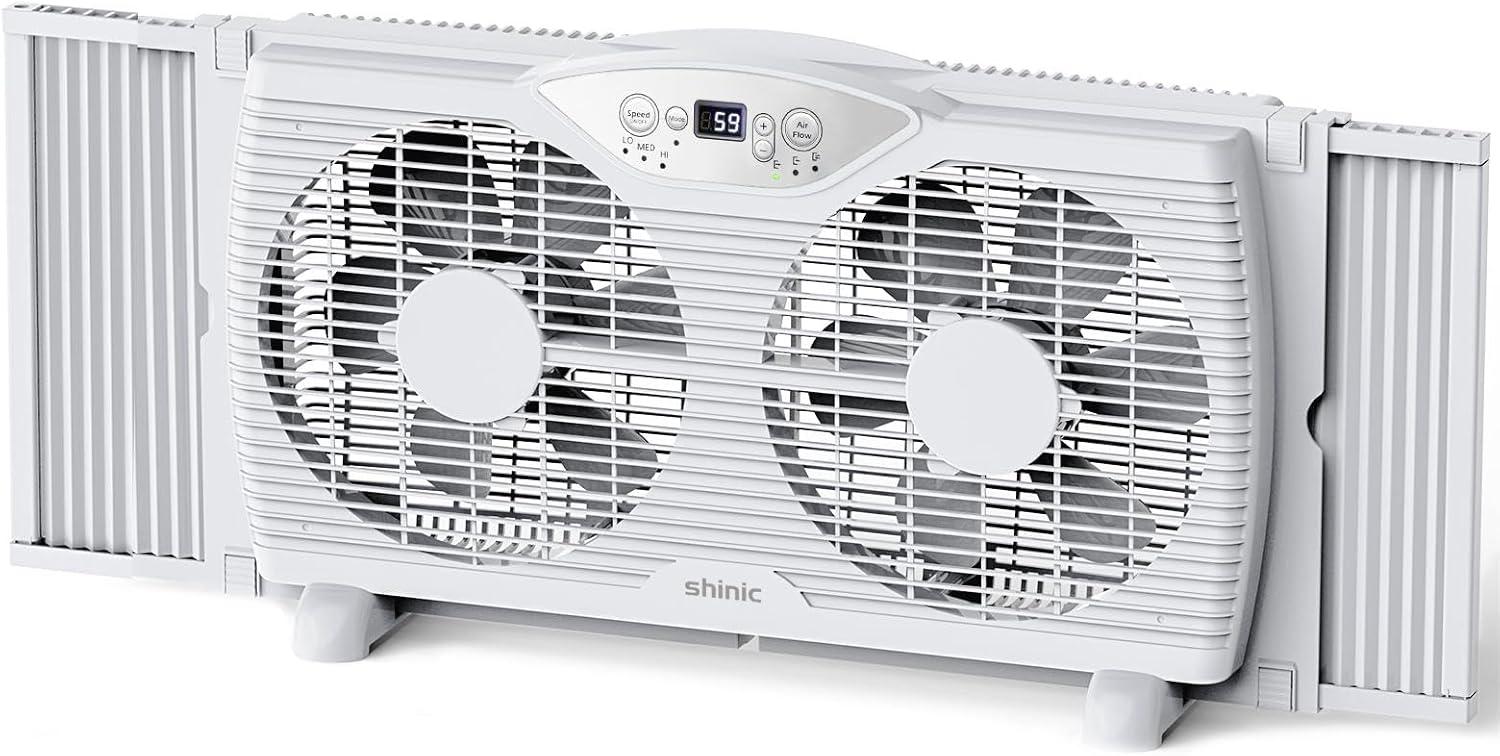 Shinic Glossy White Remote Controlled Reversible Window Fan