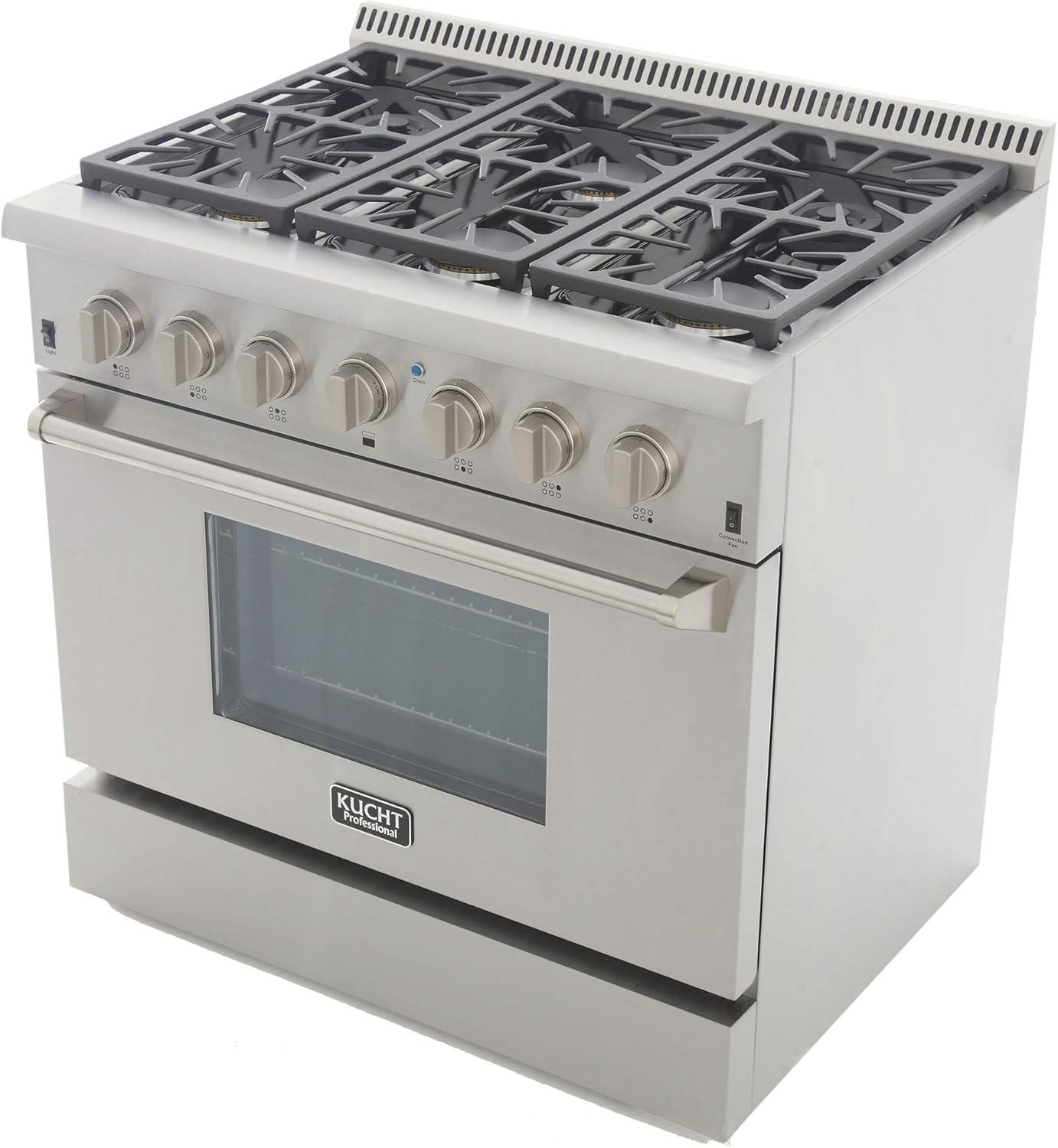 Kucht 36" Stainless Steel Dual-Fuel Range with Griddle