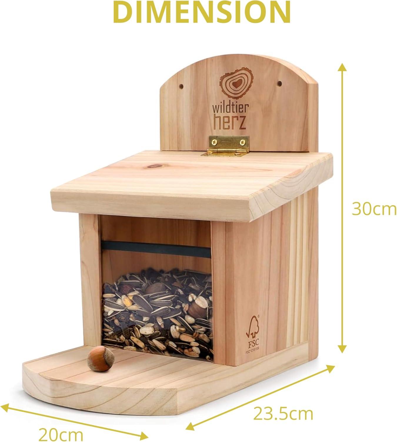 Wildlife Heart Squirrel Feeding House | Weatherproof | Solid Wood Construction | Squirrel Nest and Feeder | Ideal for Squirrels