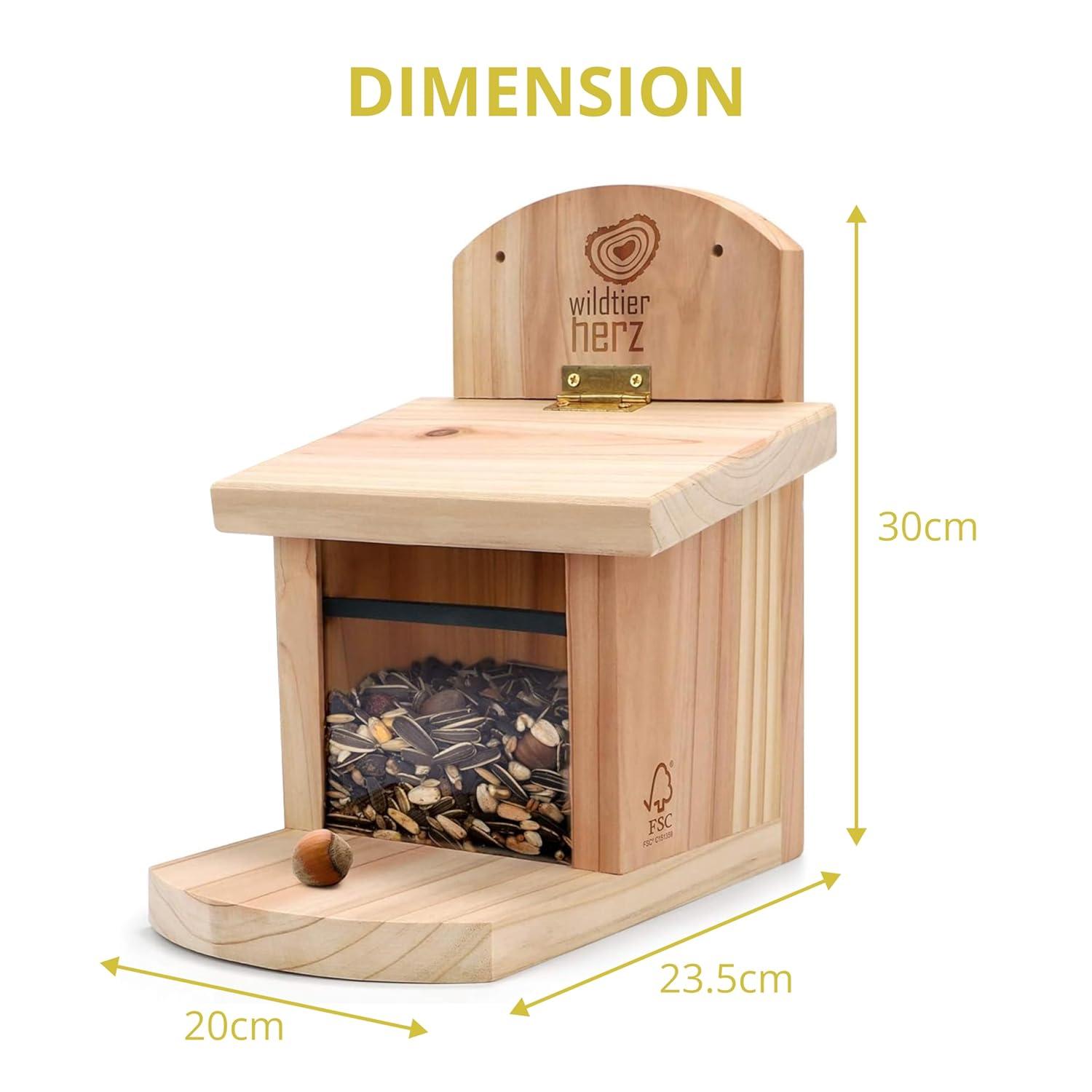 Wildlife Heart Squirrel Feeding House | Weatherproof | Solid Wood Construction | Squirrel Nest and Feeder | Ideal for Squirrels