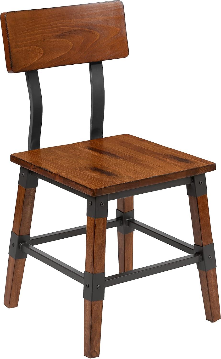 Flash Furniture 4 Pack Rustic Antique Walnut Industrial Wood Dining Chair