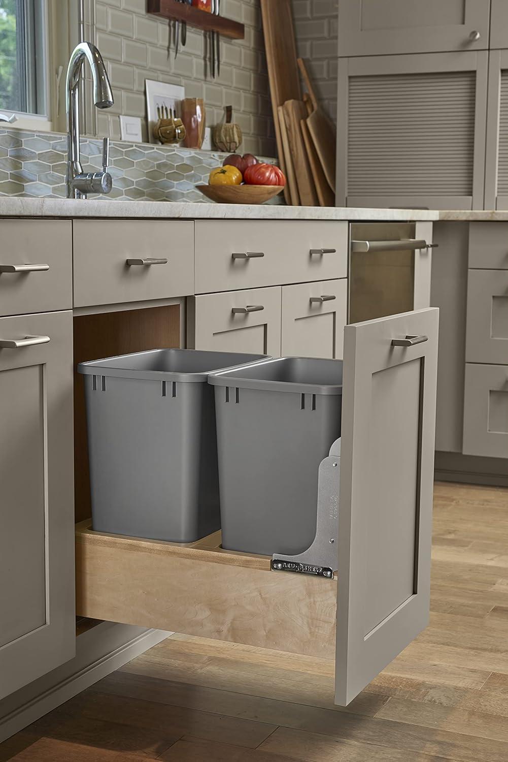 Rev-A-Shelf Rev-A-Shelf Double Pull Out Bottom Mount Trash Can, Gray