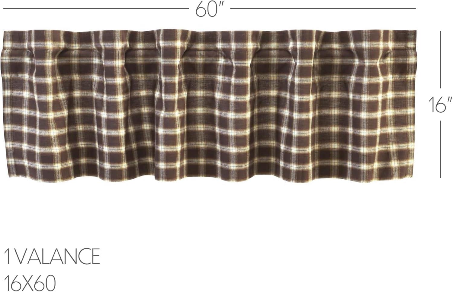 Rory 16x60 Brown Plaid Cotton Valance