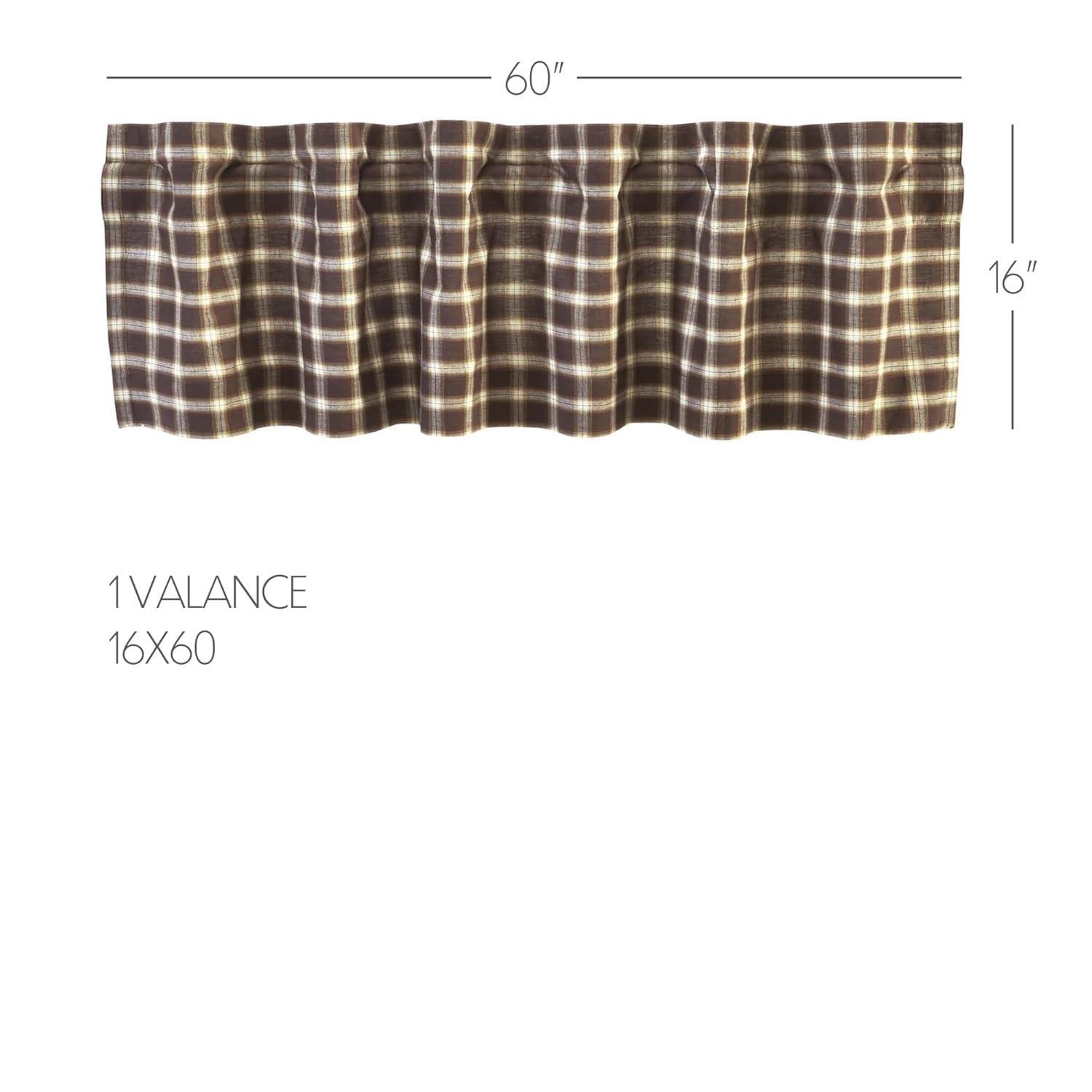VHC Brands Rustic & Lodge Farmhouse Kitchen Window Curtains-Rory Valance, 16x60, Chocolate Brown